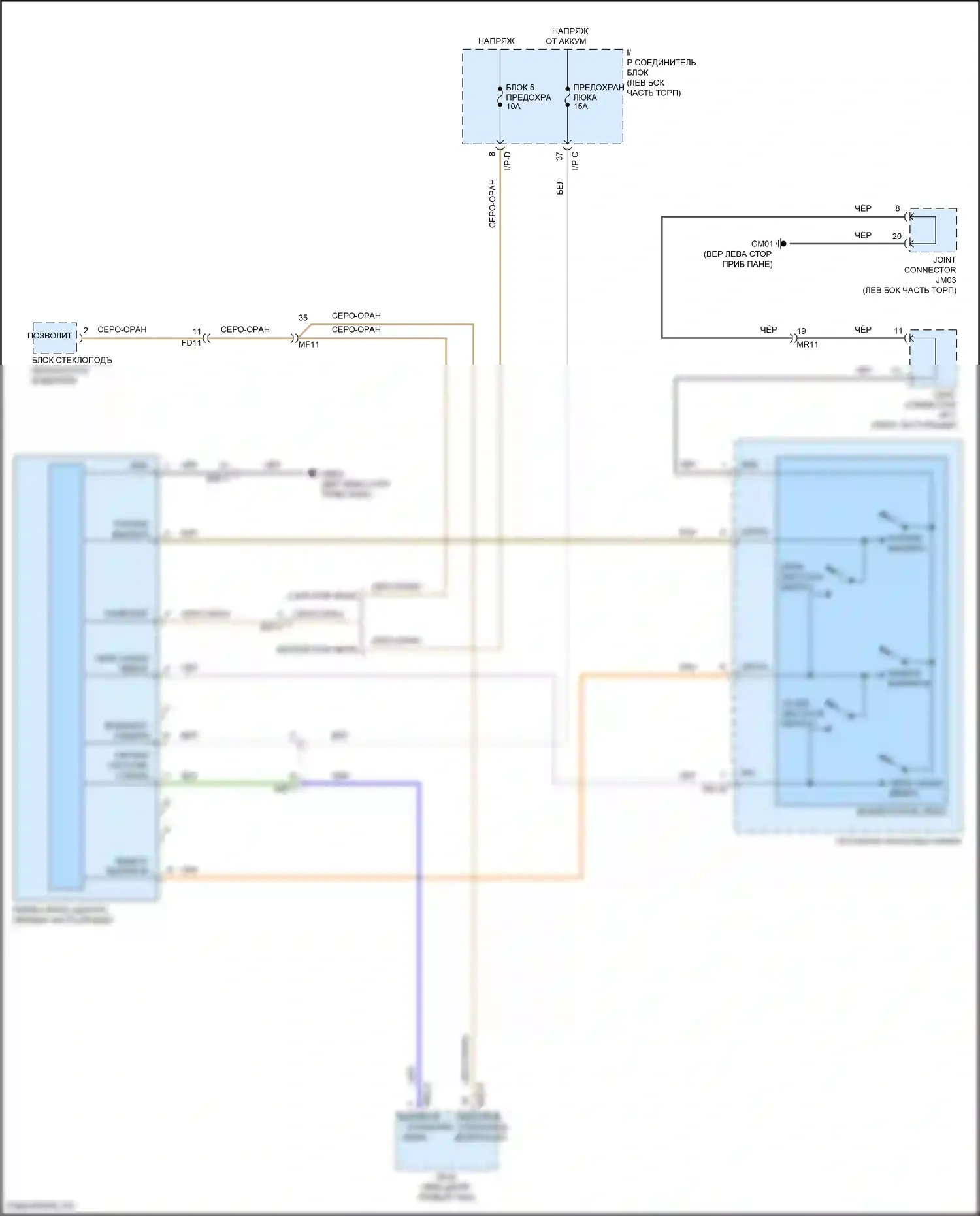 Rio Kia IV рестайлинг (2020-2024): Электросхема складной крыши/люка 