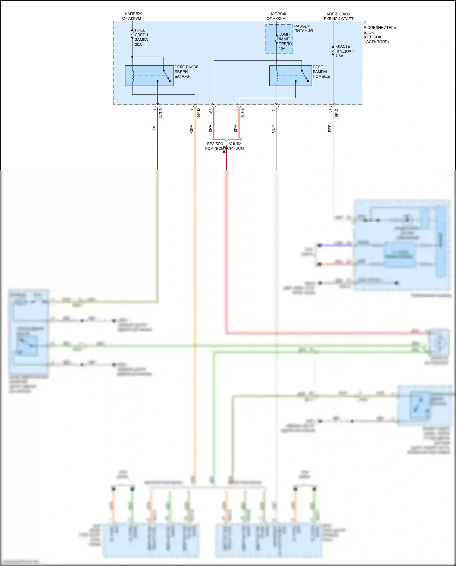Rio Kia IV (2017-2020): Электросхема выпуска двери багажника, 5 дверей 