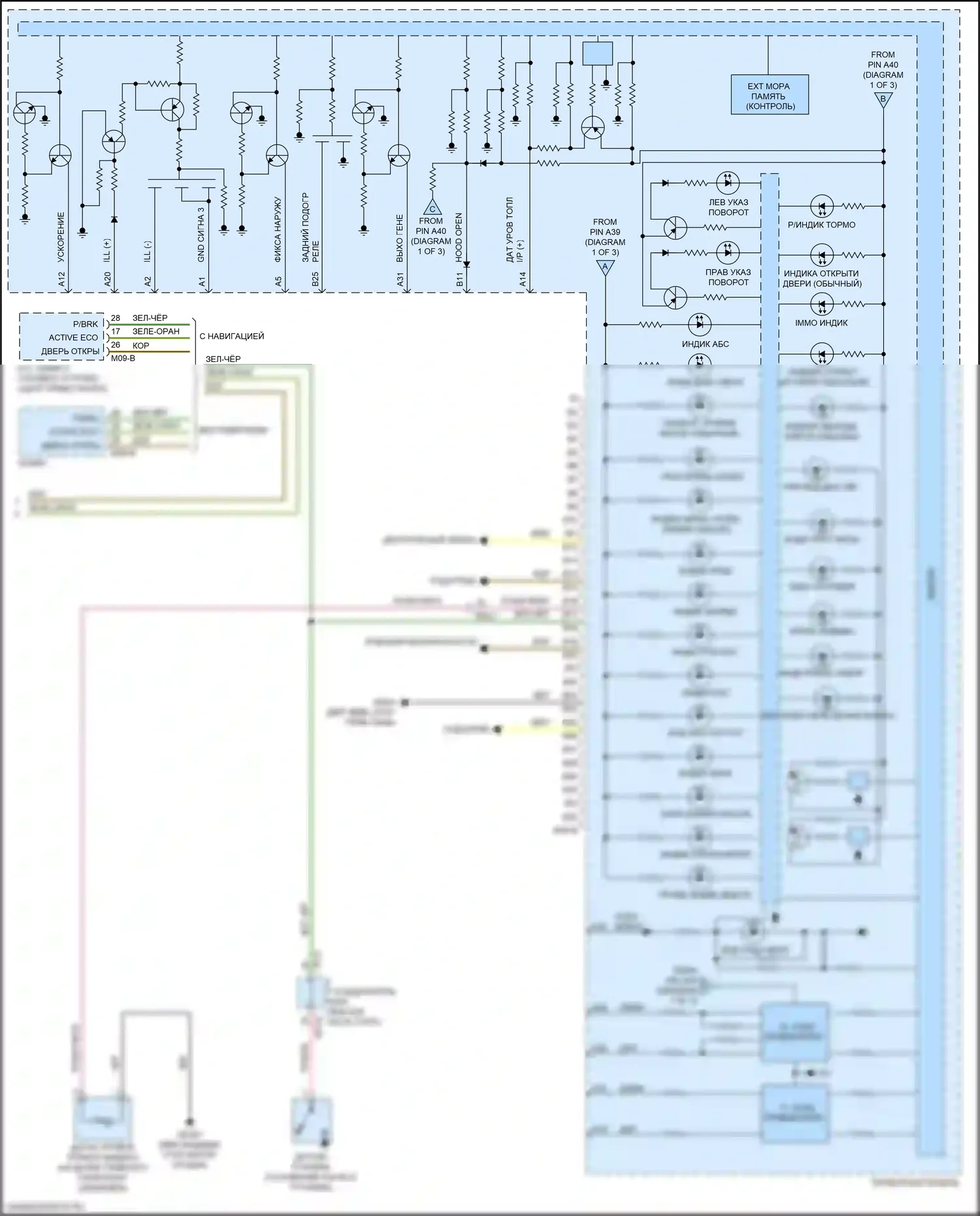 Rio Kia IV (2017-2020): Электросхема приборной панели (3 из 3) 
