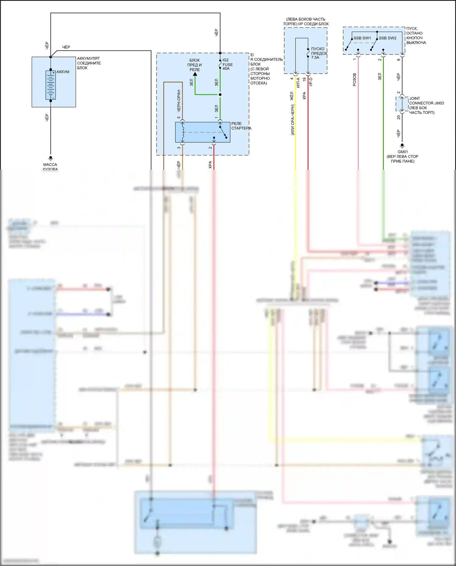 Rio Kia IV (2017-2020): Электросхема стартера, с интеллектуальным ключом 