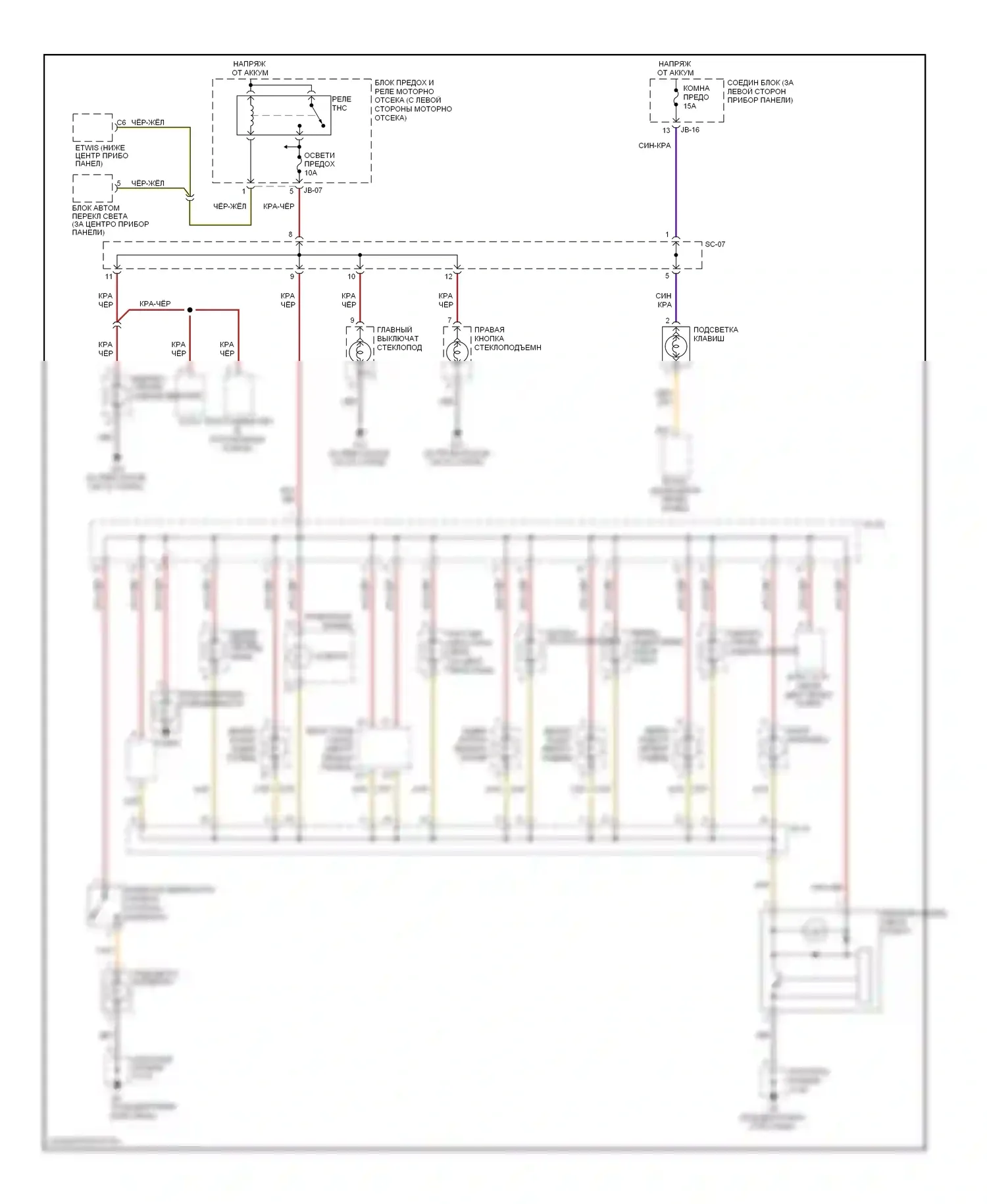 Sedona Kia I (1998-2006): Электросхема подсветки приборной панели 