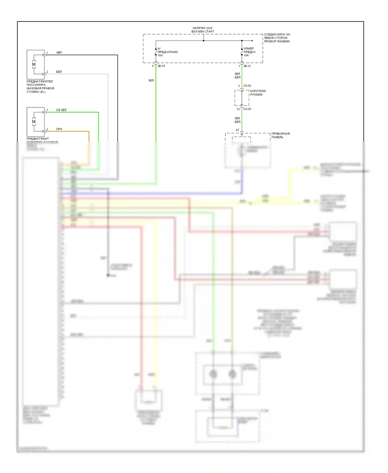 Sedona Kia I (1998-2006): Электросхема подушек безопасности 