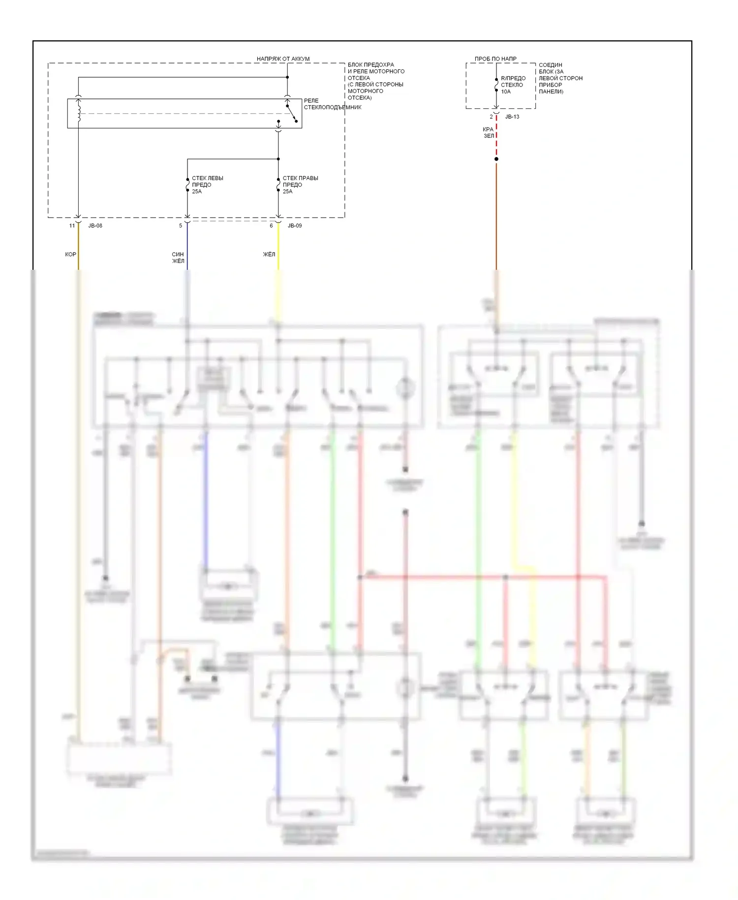 Sedona Kia I (1998-2006): Стеклоподъемники электросхема 