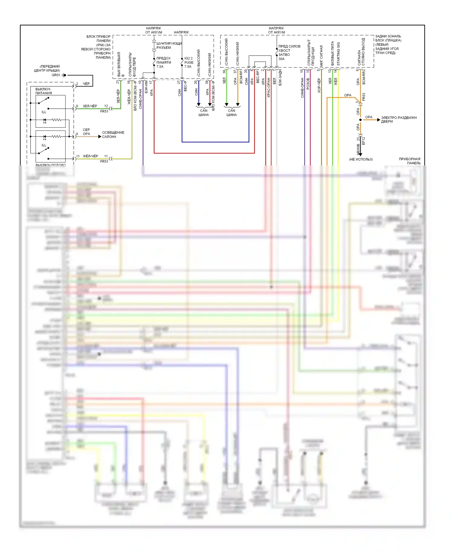 Sedona Kia II рестайлинг (2010-2014): Электросхема силовой двери багажника 