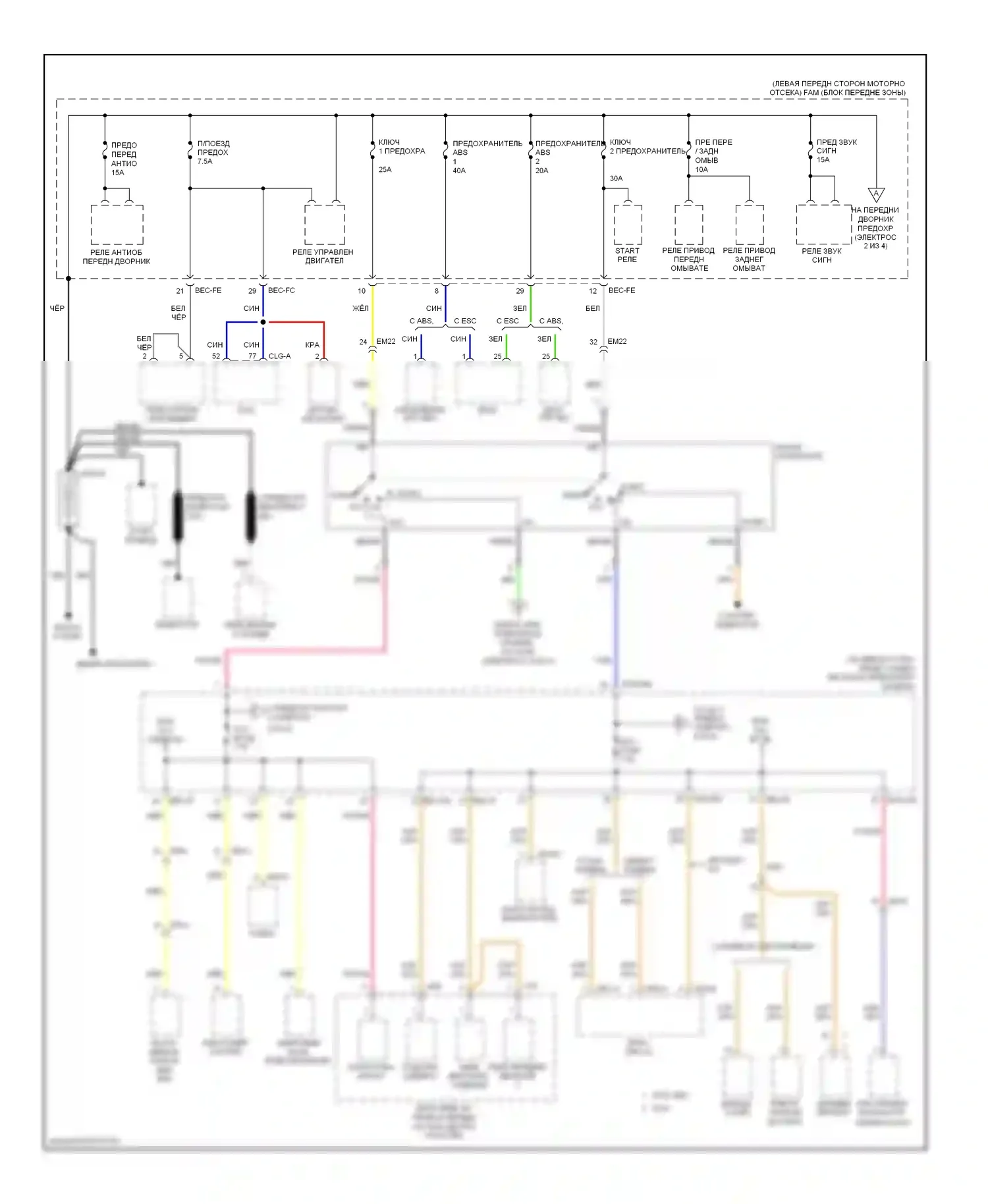 Sedona Kia II рестайлинг (2010-2014): Электросхема блока предохранителей реле (1 из 4) 