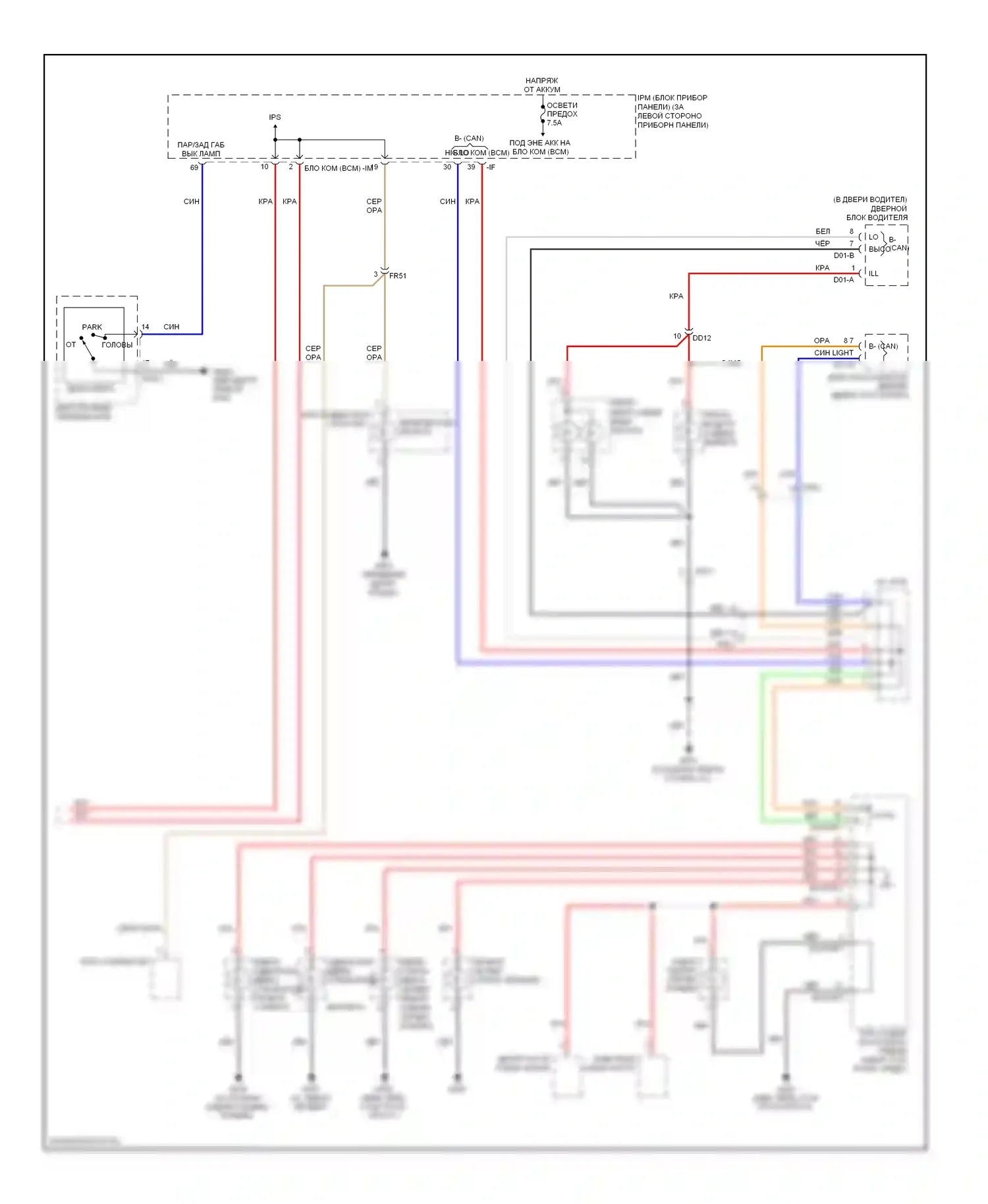 Sedona Kia II рестайлинг (2010-2014): Электросхема подсветки приборной панели (2 из 2) 