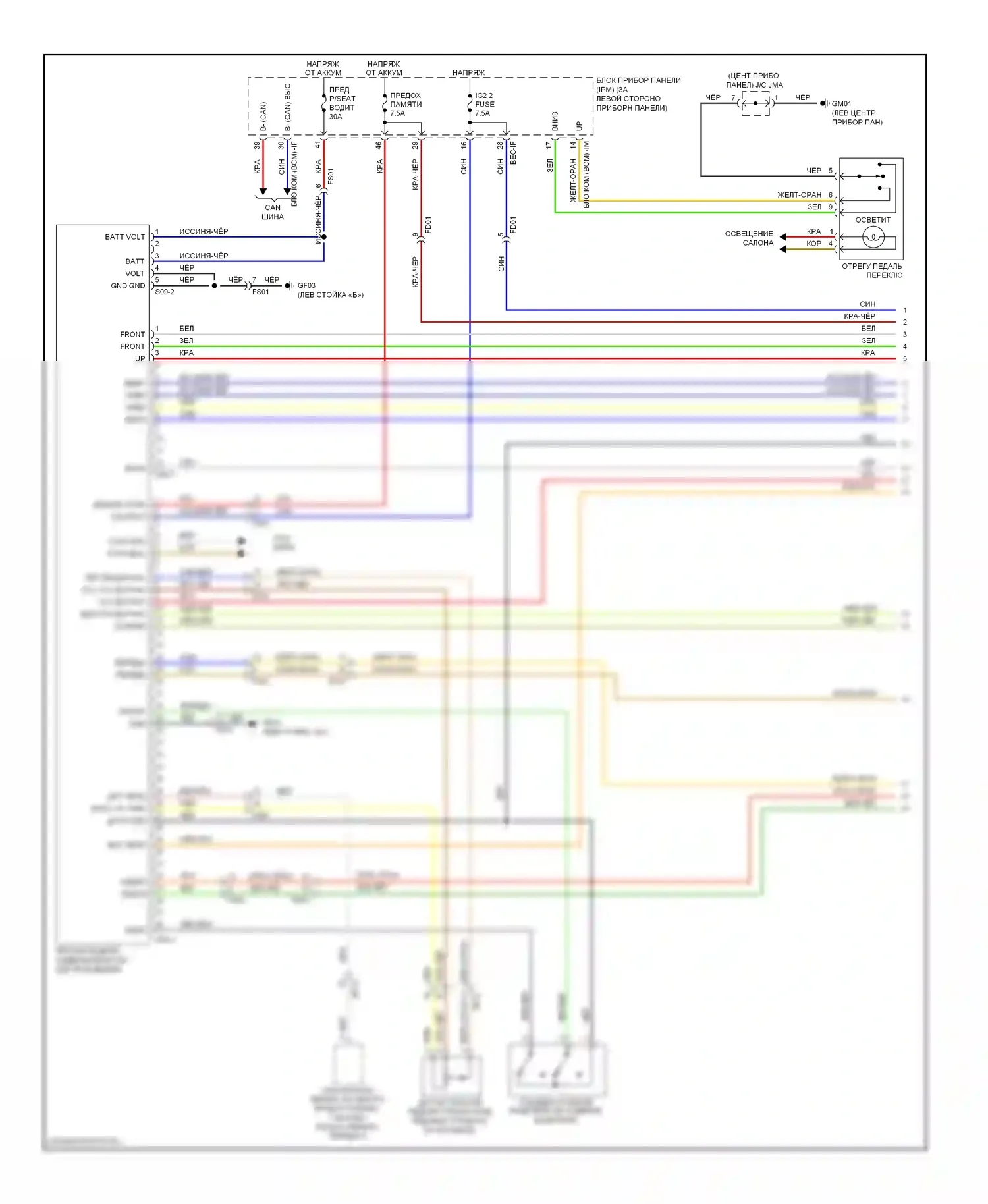 Sedona Kia II рестайлинг (2010-2014): Электросхема сиденья памяти водителя (1 из 2) 