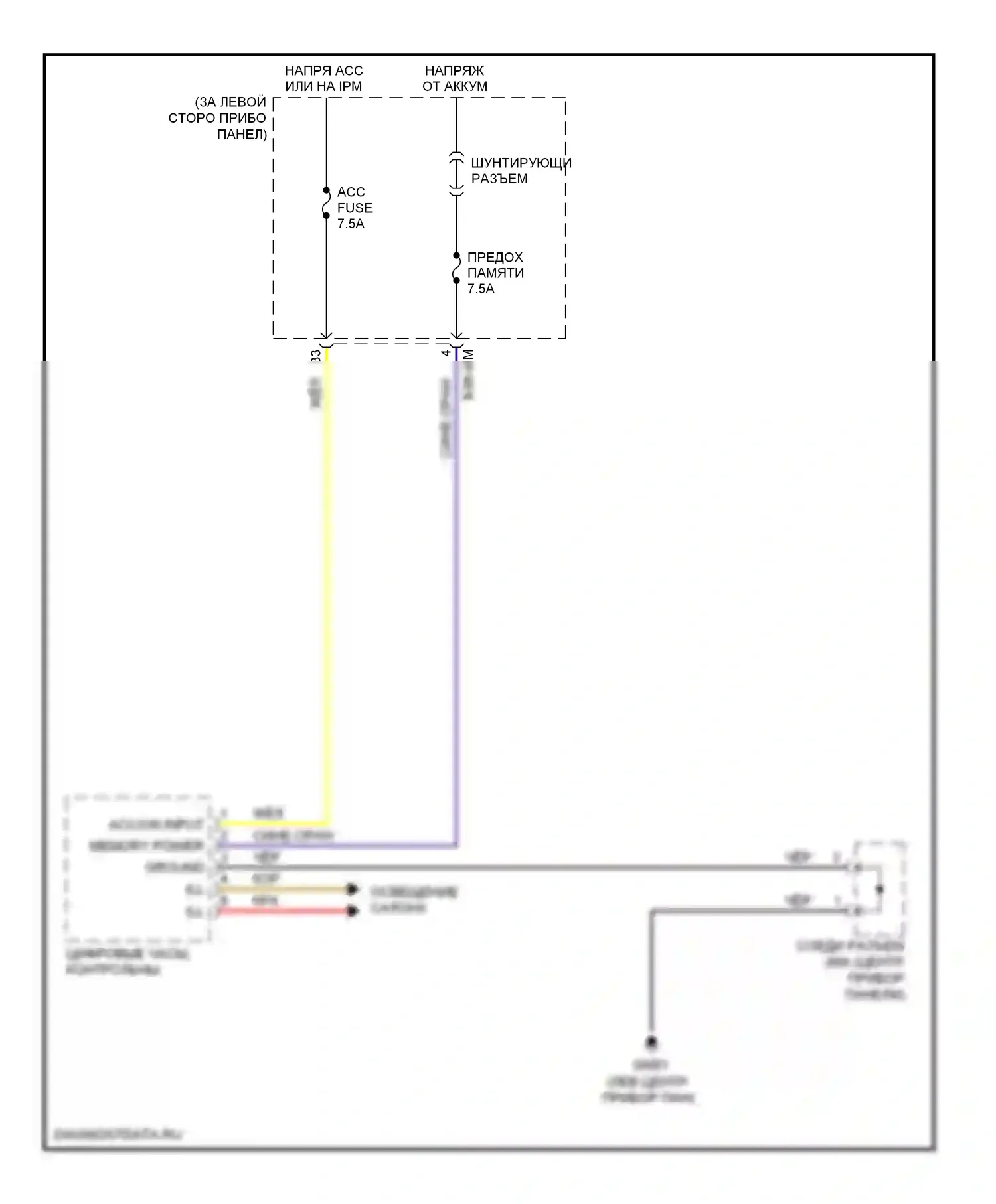 Sedona Kia II рестайлинг (2010-2014): Электросхема часов 