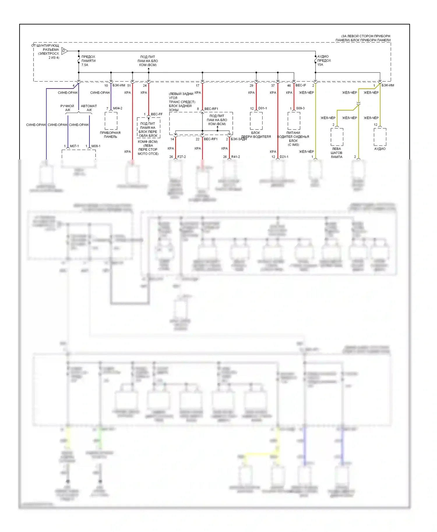 Sedona Kia II (2005-2010): Электросхема блока предохранителей реле (3 из 4) 