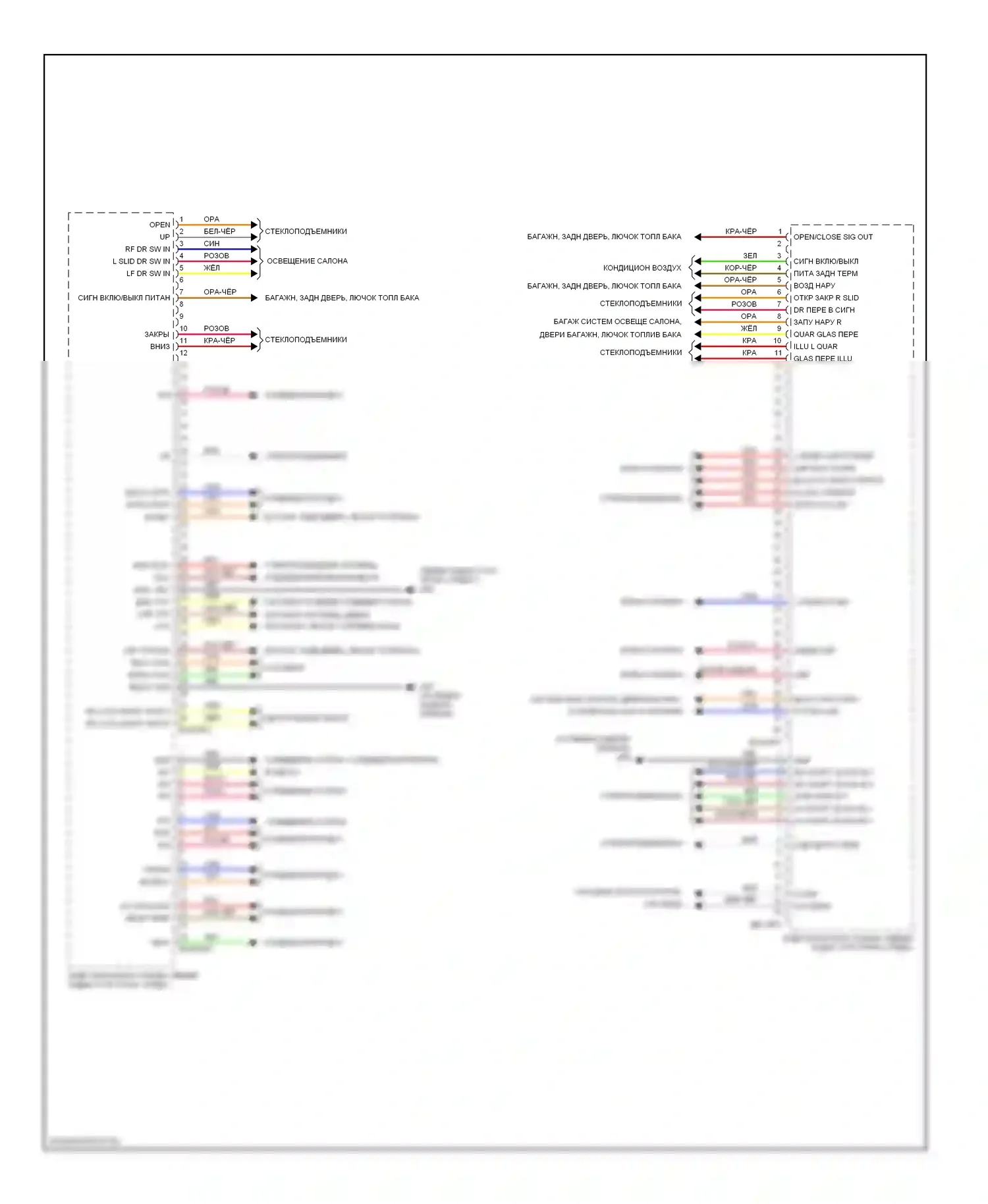 Sedona Kia II (2005-2010): Электросхема блока задней зоны (2 из 2) 