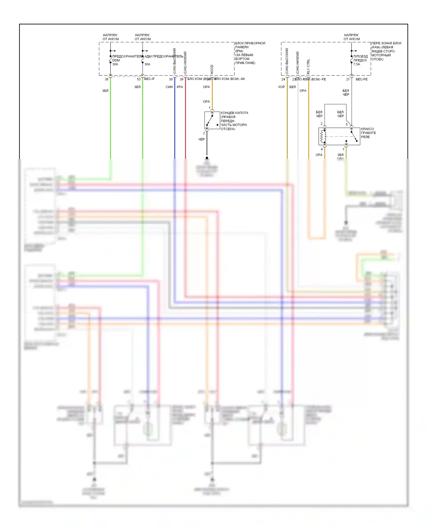 Sedona Kia II (2005-2010): Электросхема защиты от взлома (1 из 2) 