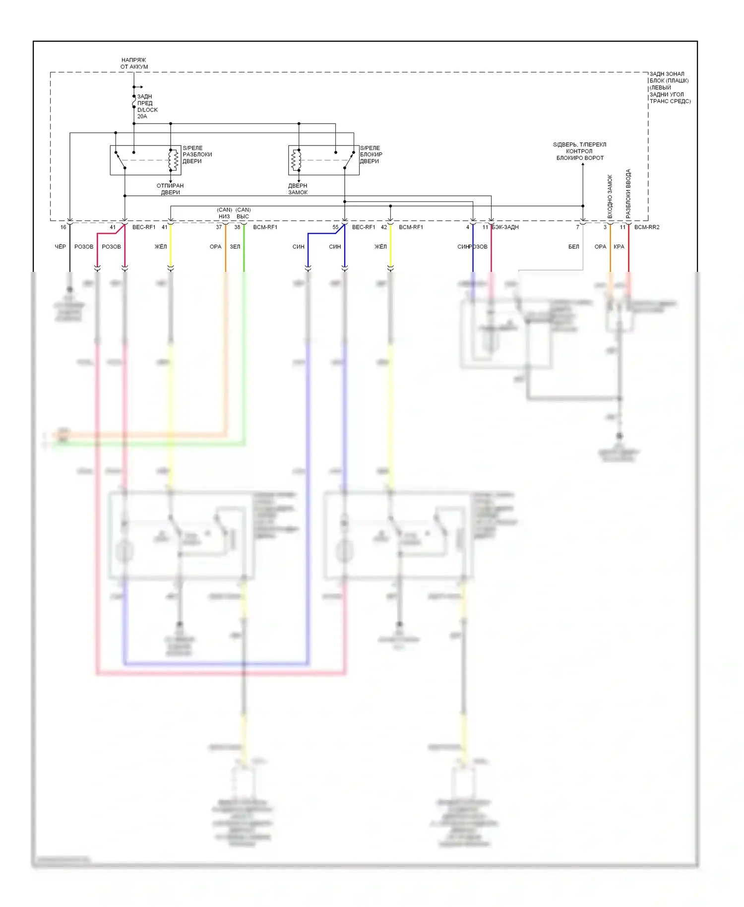 Sedona Kia II (2005-2010): Электросхема защиты от взлома (2 из 2) 