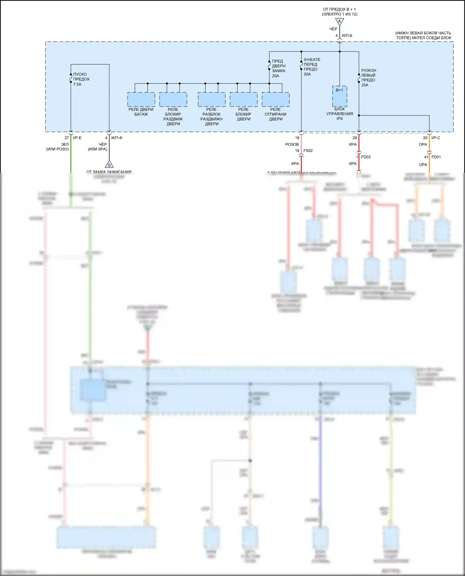 Sedona Kia III (2014-2020): Электросхема блока предохранителей реле (2 из 12) 