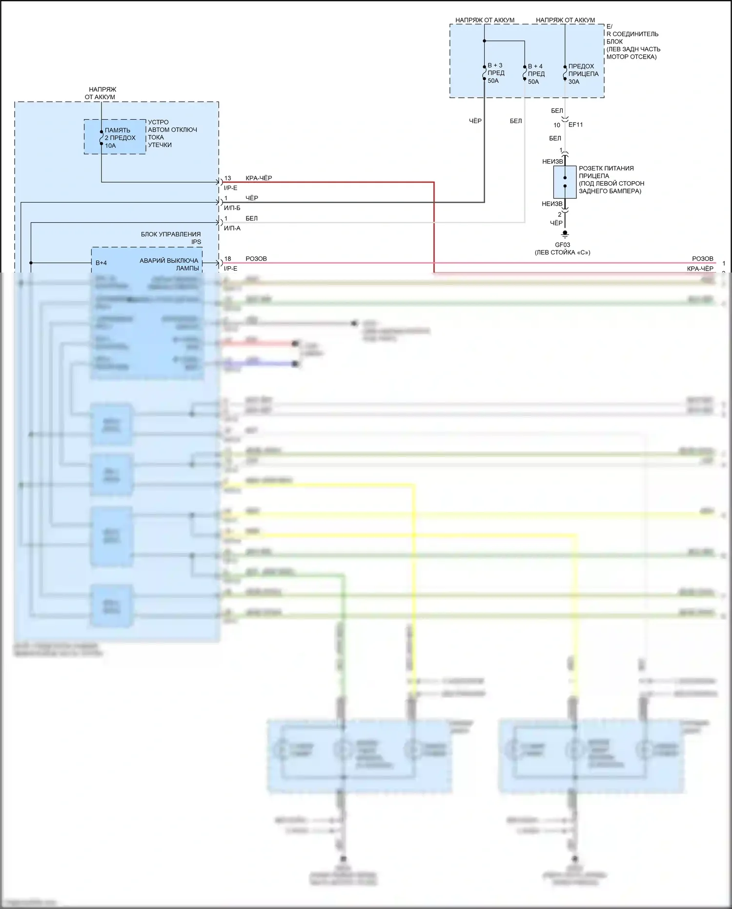 Sedona Kia III (2014-2020): Электросхема фар и фонарей (1 из 4) 