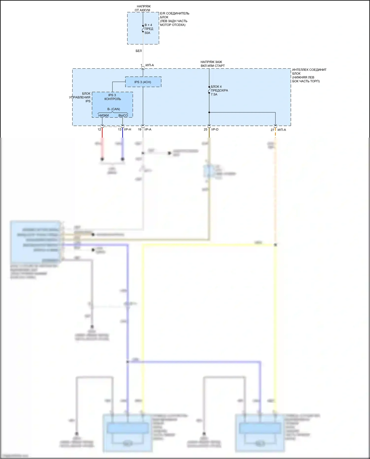 Sedona Kia III (2014-2020): Электросхема системы автоматического корректора фар (ahls) 