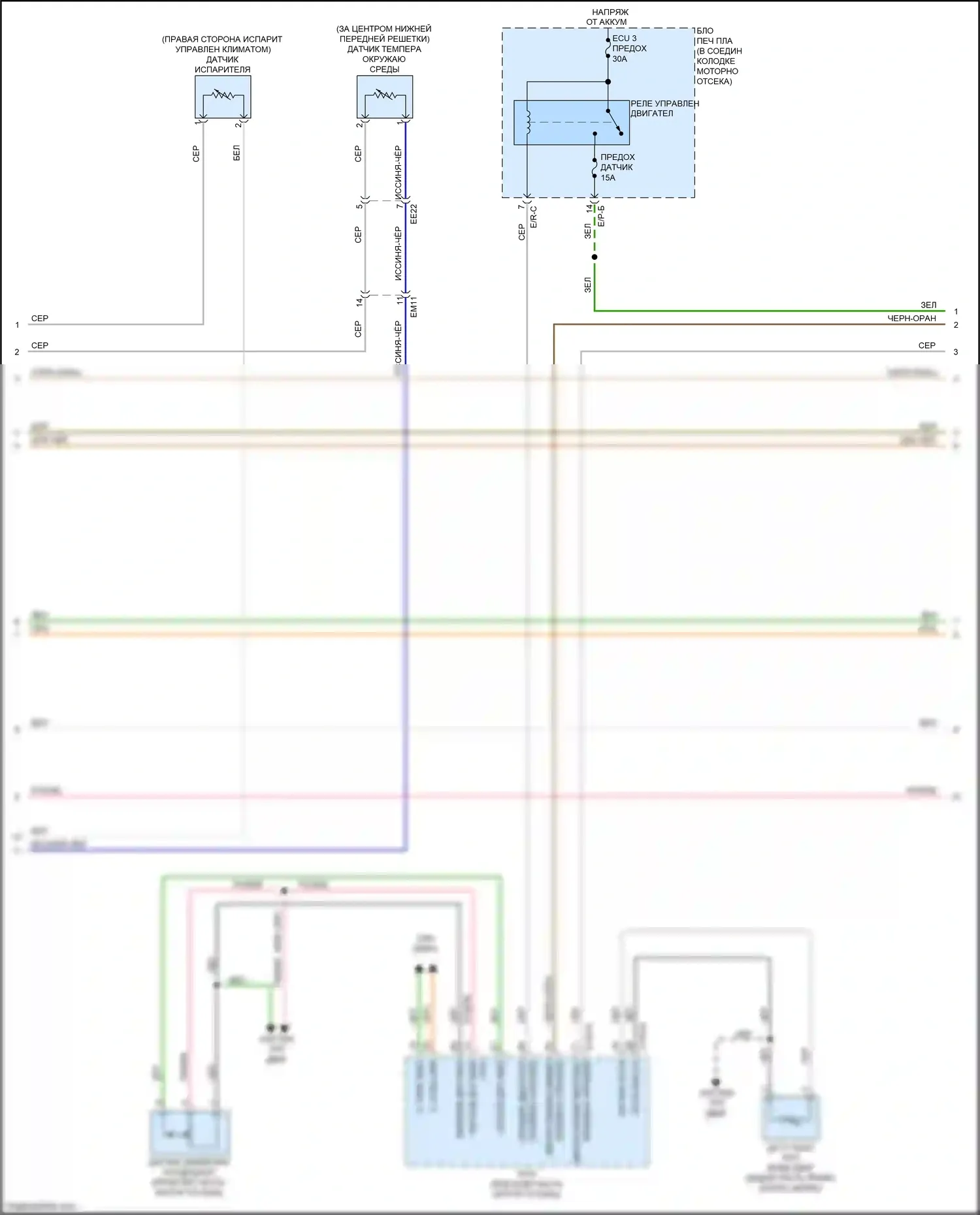 Sedona Kia III (2014-2020): Электросхема ручного кондиционера (3 из 5) 