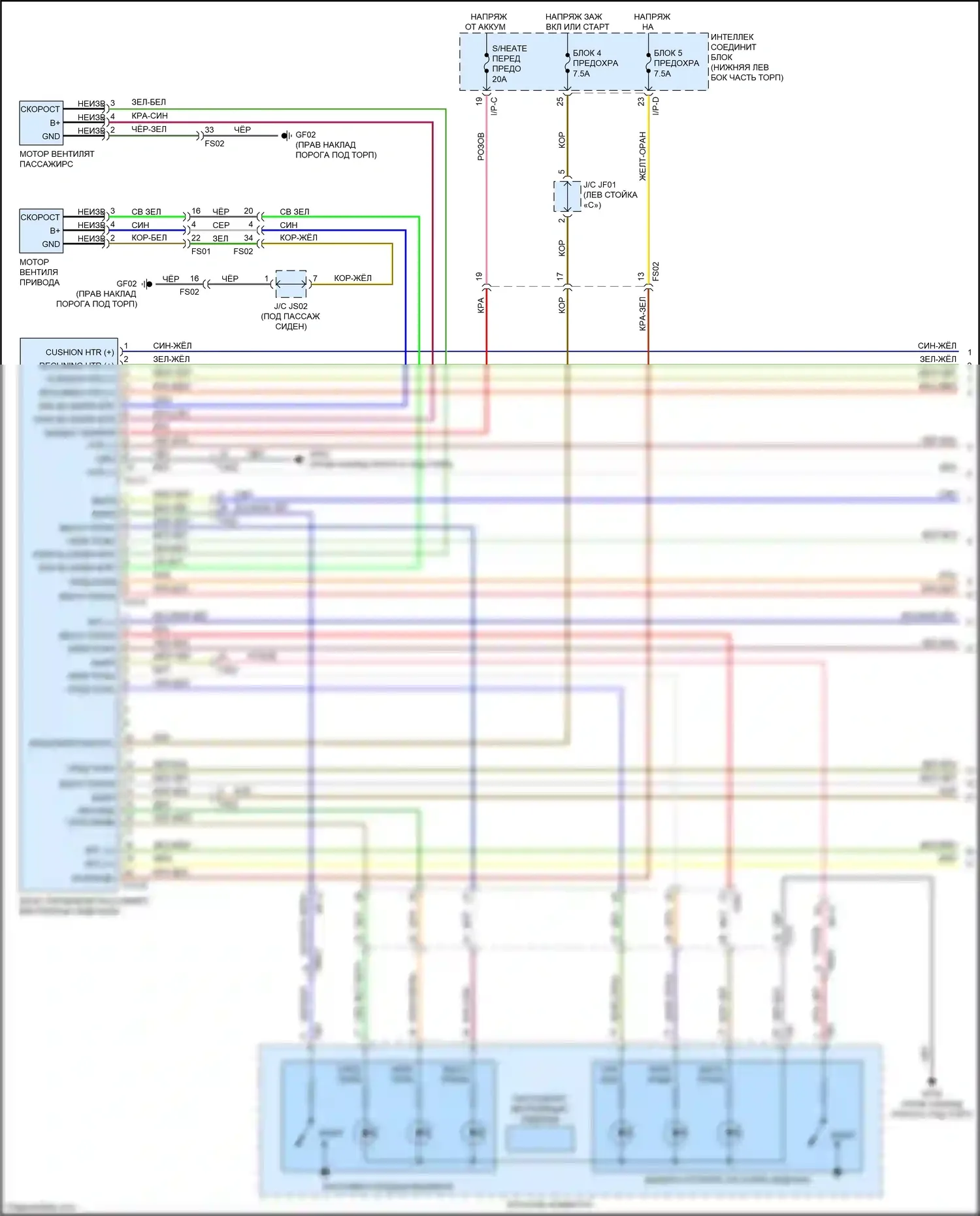 Sedona Kia III (2014-2020): Электросхема вентиляции сиденья (1 из 2) 