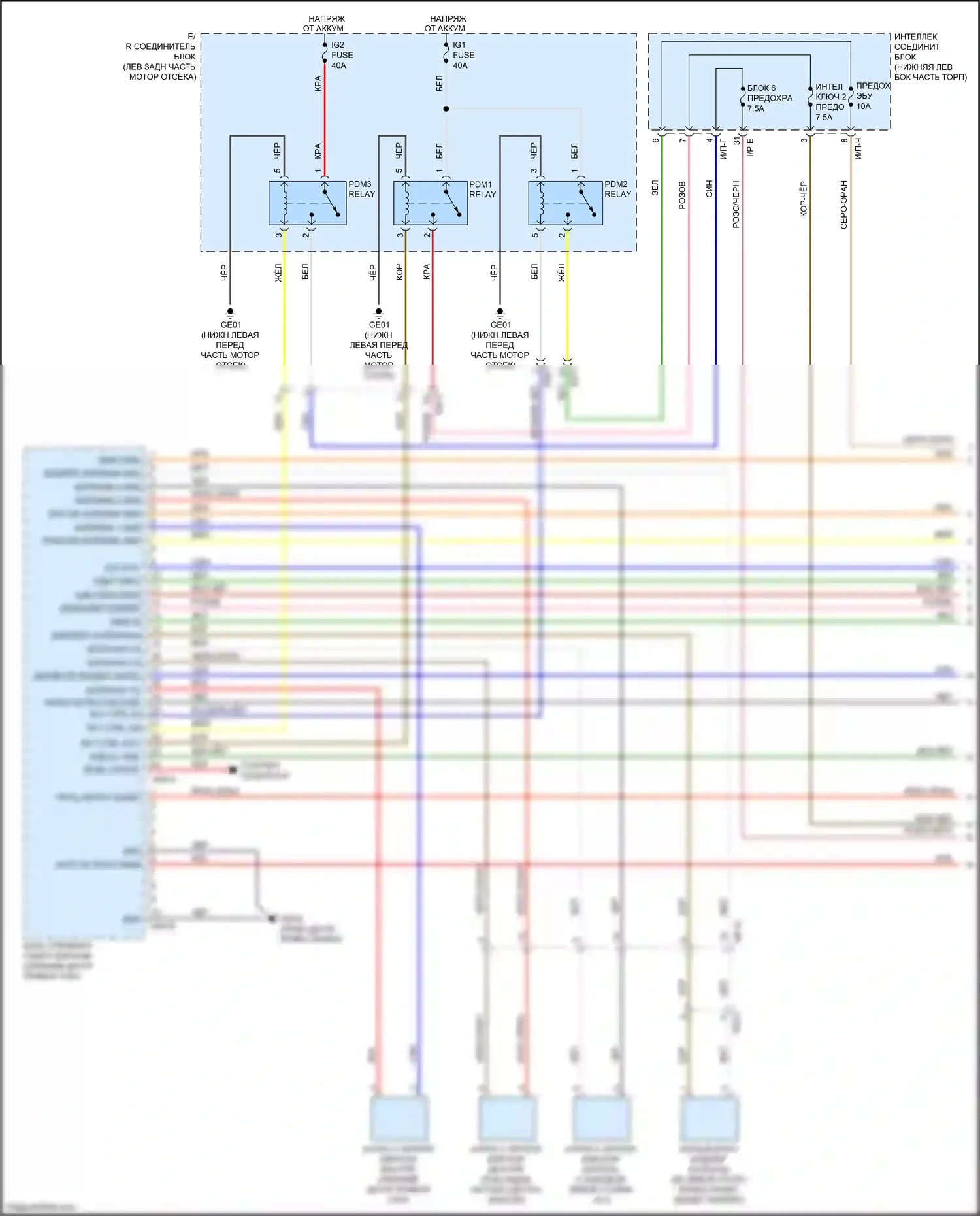 Sedona Kia III (2014-2020): Электросхема иммобилайзера, с системой интеллектуальных ключей (1 из 3) 