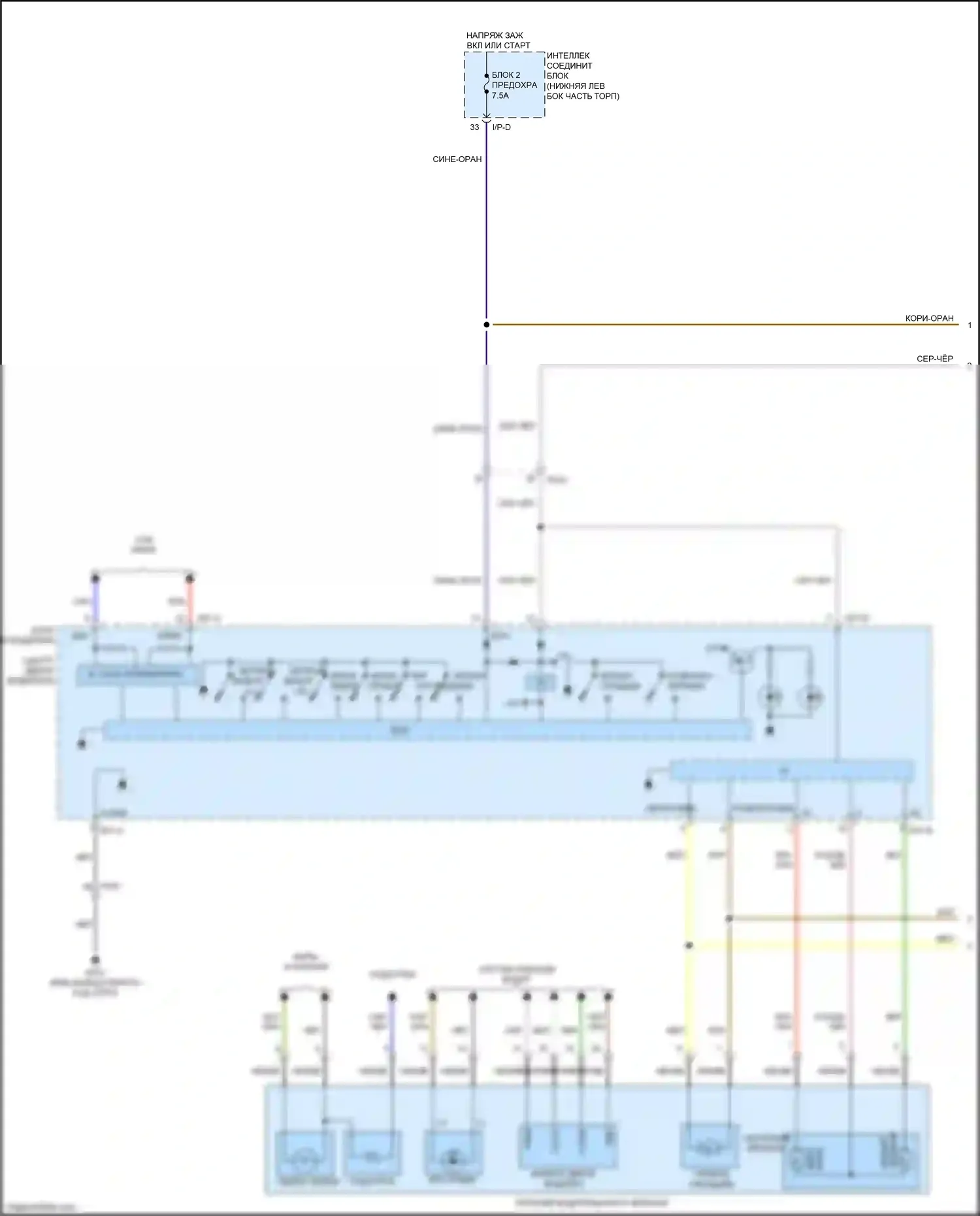 Sedona Kia III (2014-2020): Электросхема зеркала питания (1 из 2) 