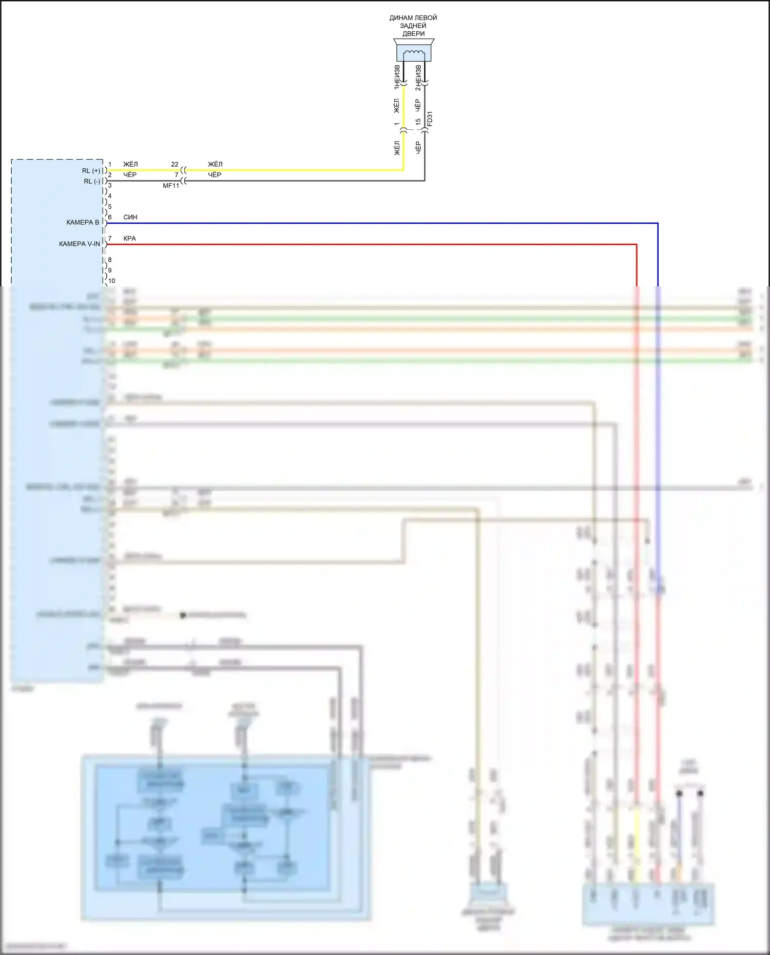 Seltos Kia I рестайлинг (2022-2024): Электросхема магнитолы, без навигации (1 из 3) 