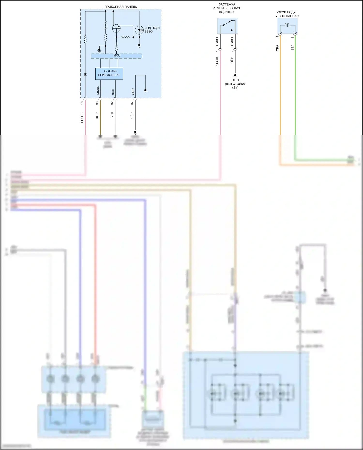 Seltos Kia I рестайлинг (2022-2024): Электросхема подушек безопасности (2 из 3) 