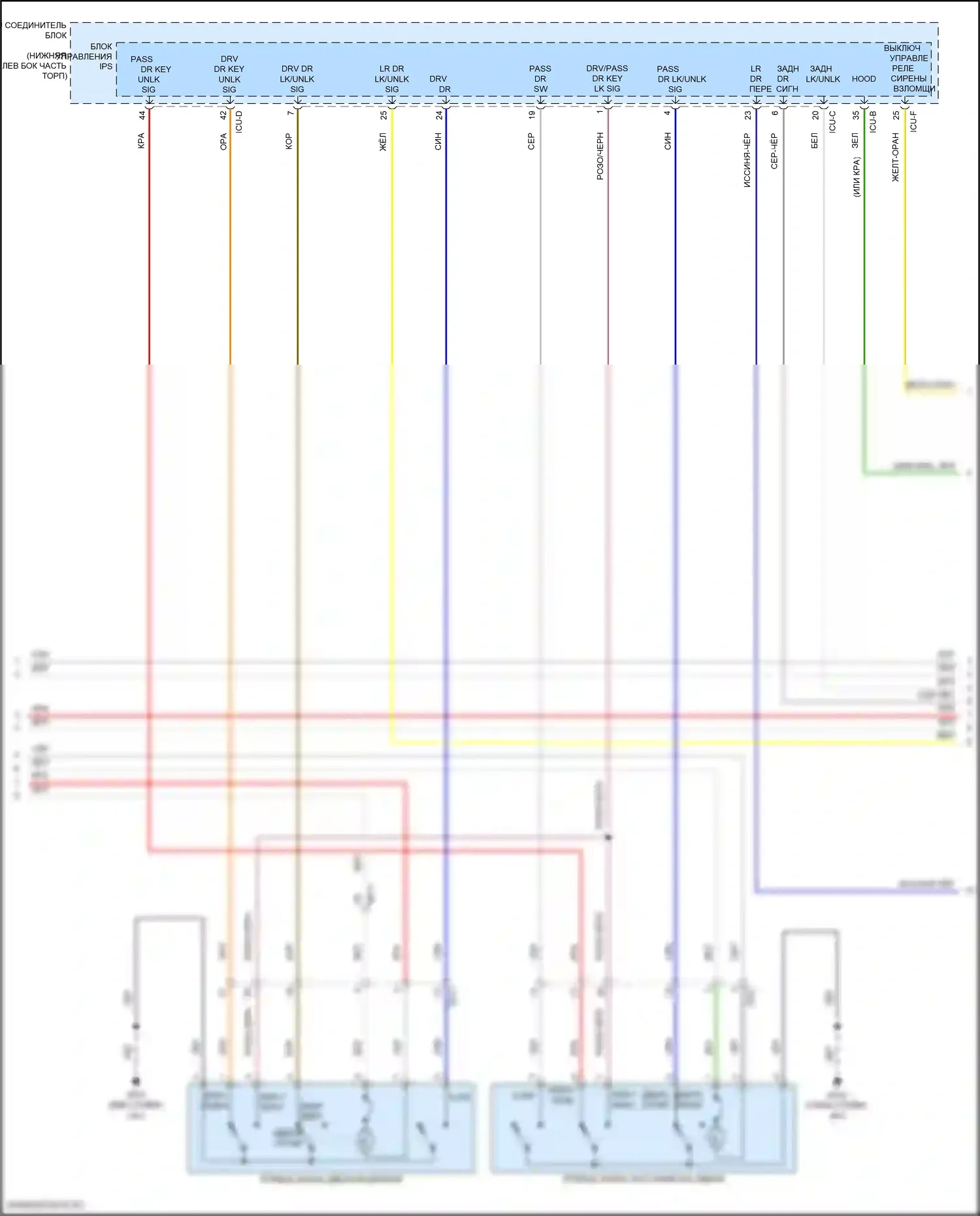 Seltos Kia I рестайлинг (2022-2024): Электросхема центрального замка (2 из 3) 