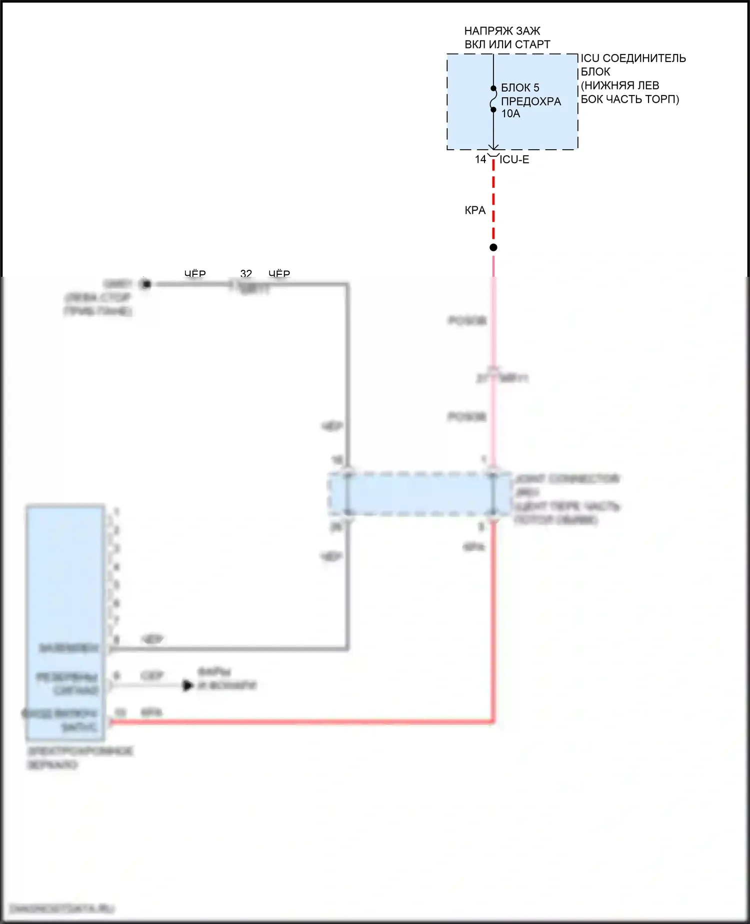 Seltos Kia I рестайлинг (2022-2024): Электросхема электрохромного зеркала 