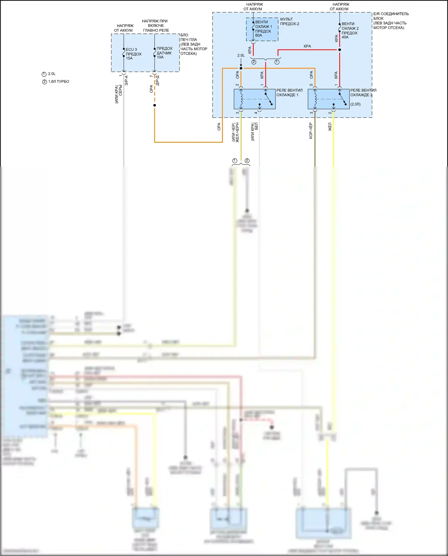 Seltos Kia I рестайлинг (2022-2024): Электросхема вентилятора охлаждения 