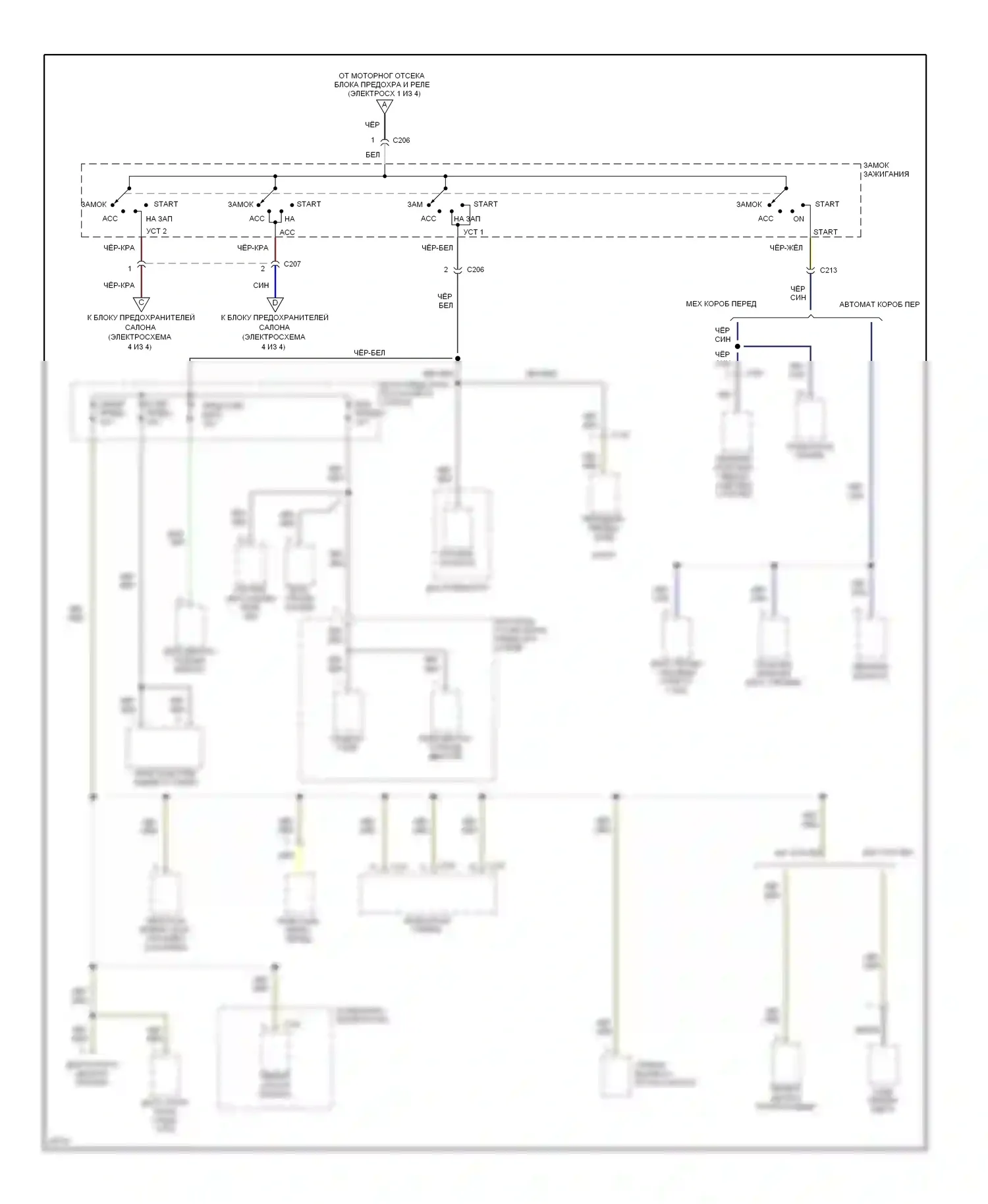 Sephia Kia I рестайлинг (1994-1998): Электросхема блока предохранителей реле (2 из 4) 