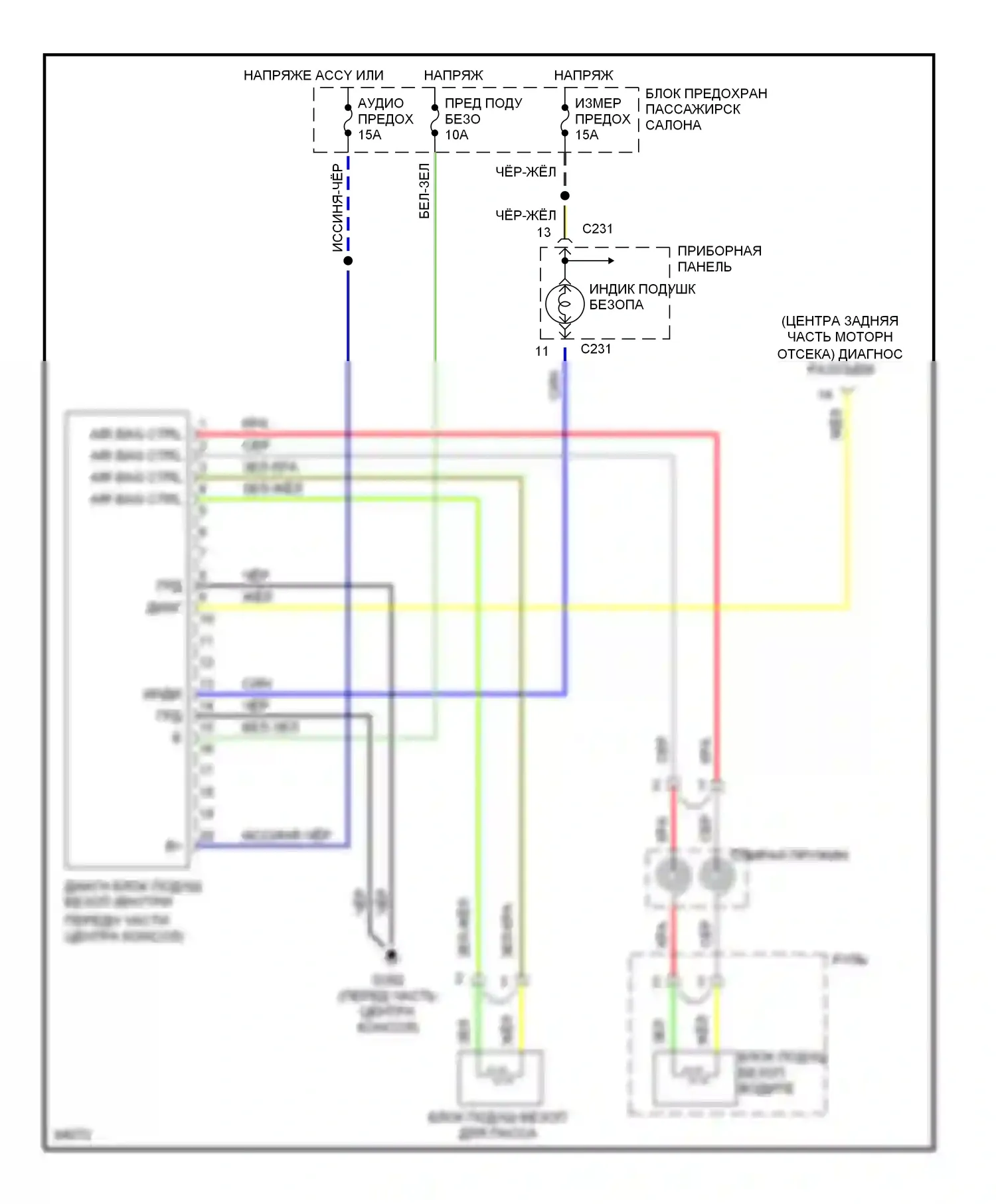 Sephia Kia I рестайлинг (1994-1998): Электросхема подушек безопасности 