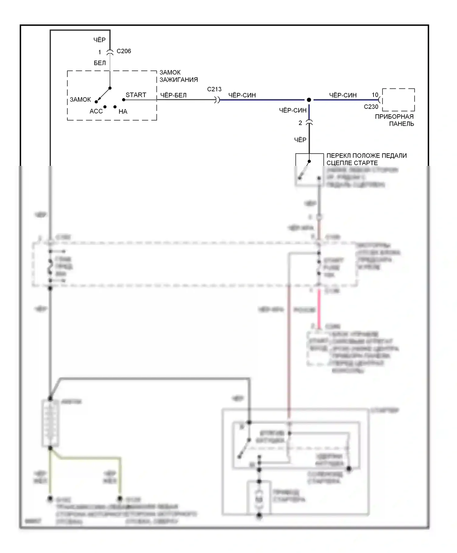 Sephia Kia I рестайлинг (1994-1998): Электросхема стартера, мкп 