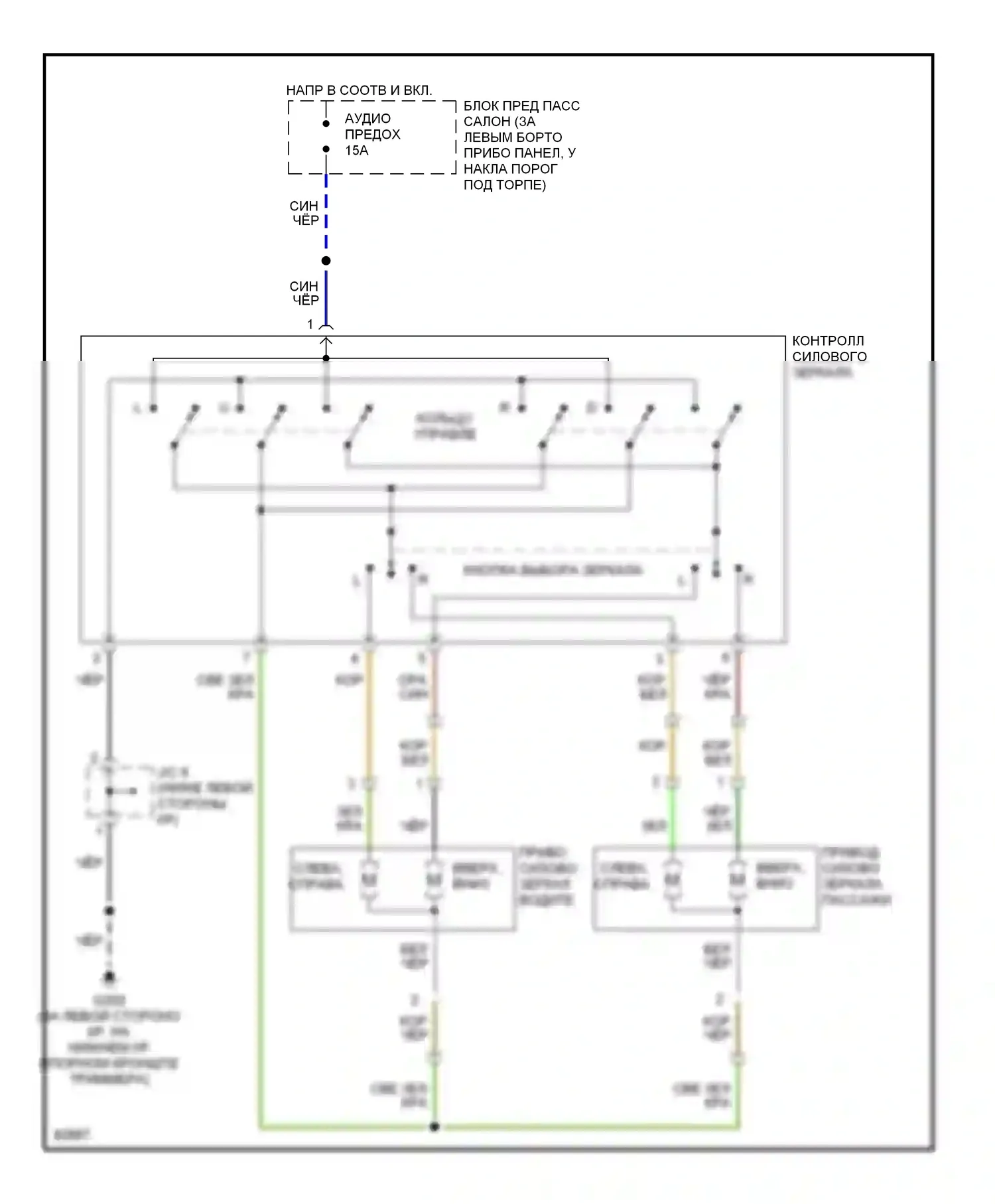 Sephia Kia I рестайлинг (1994-1998): Электросхема силового зеркала 