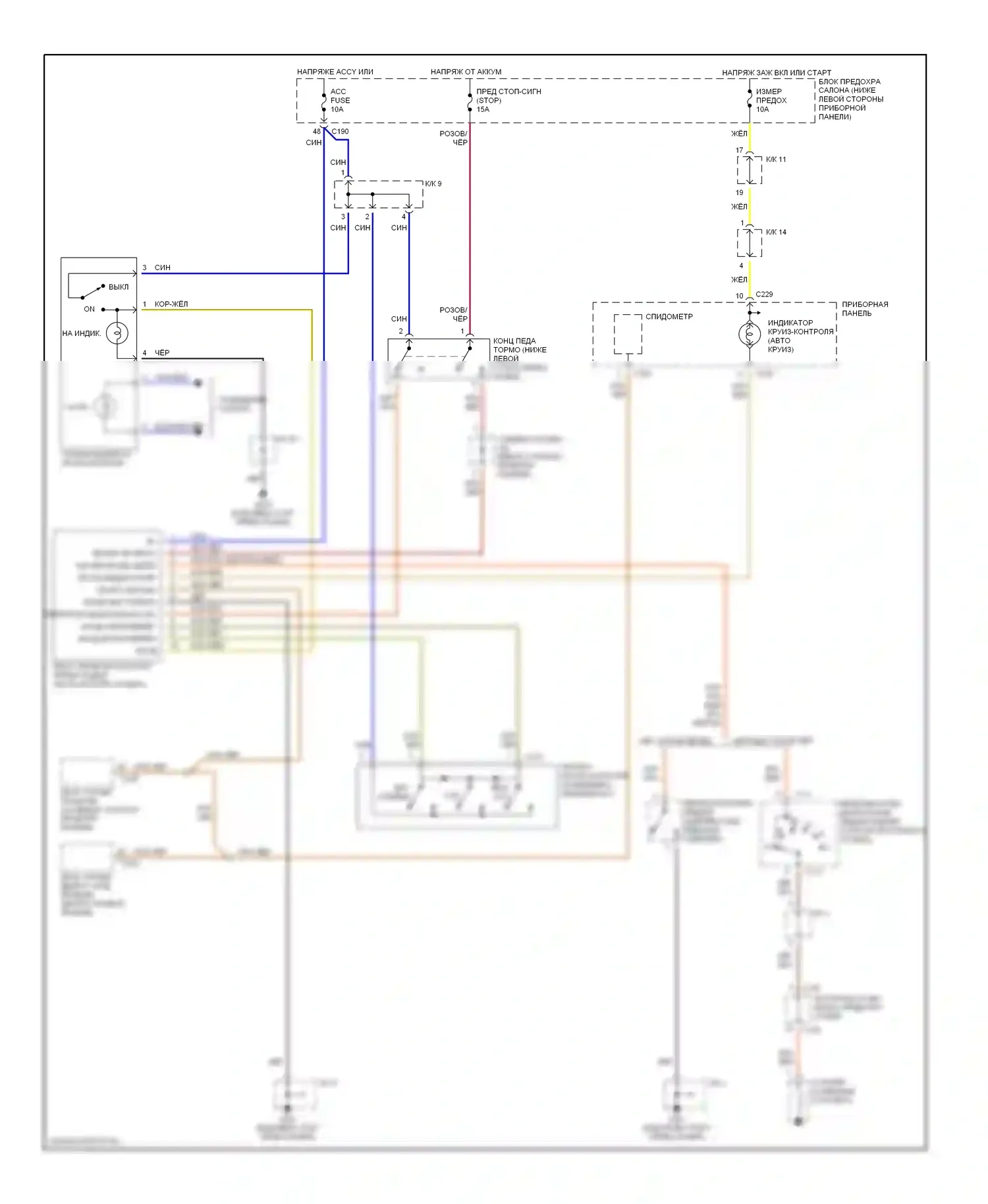 Sephia Kia II (1997-2001): Электросхема круиз-контроля 