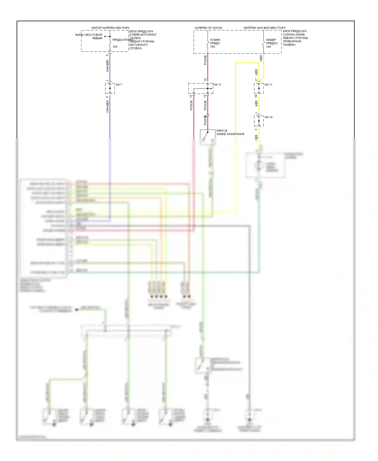 Sephia Kia II (1997-2001): Электросхемы системы оповещения 