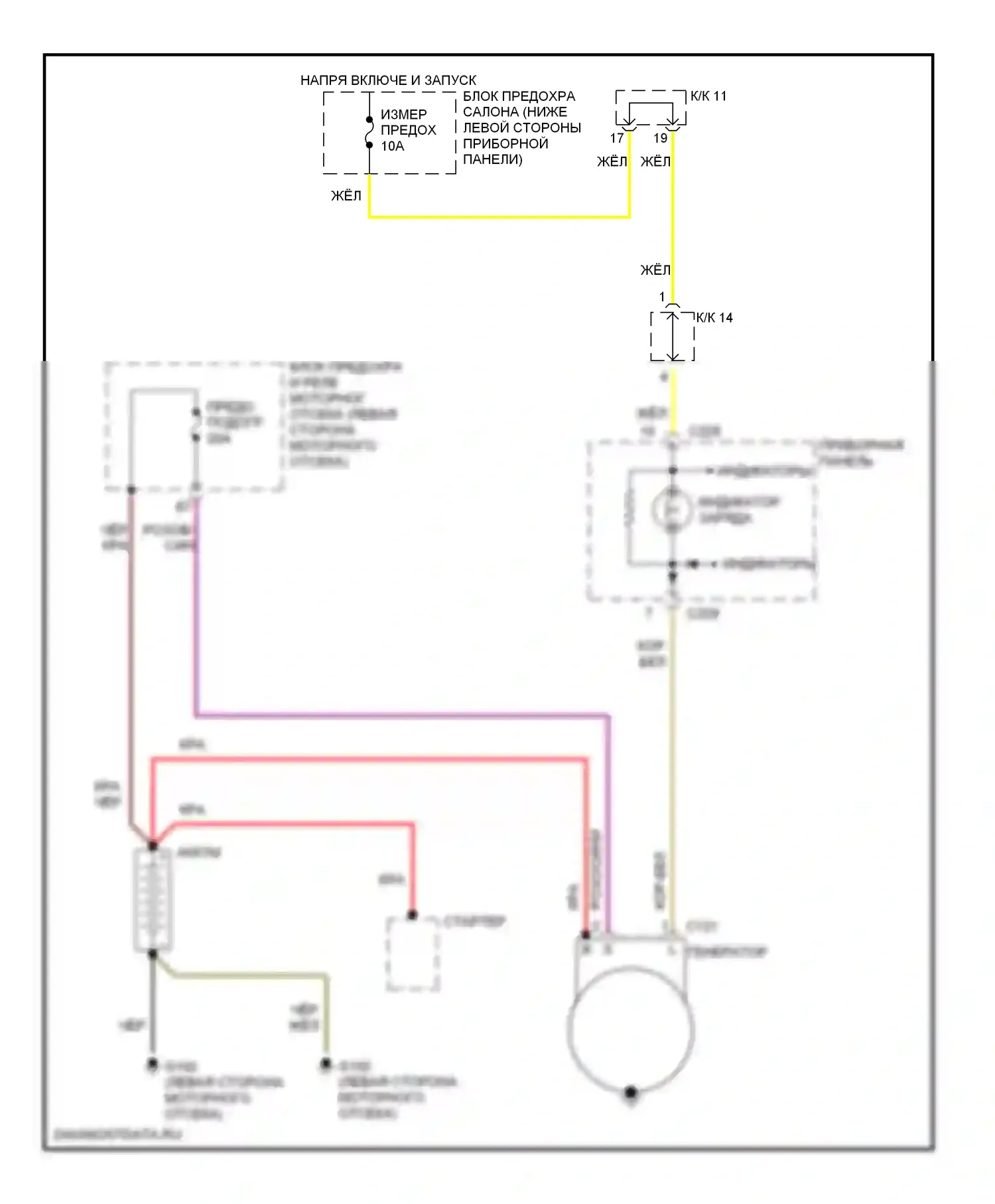 Sephia Kia II (1997-2001): Электросхема генератора 