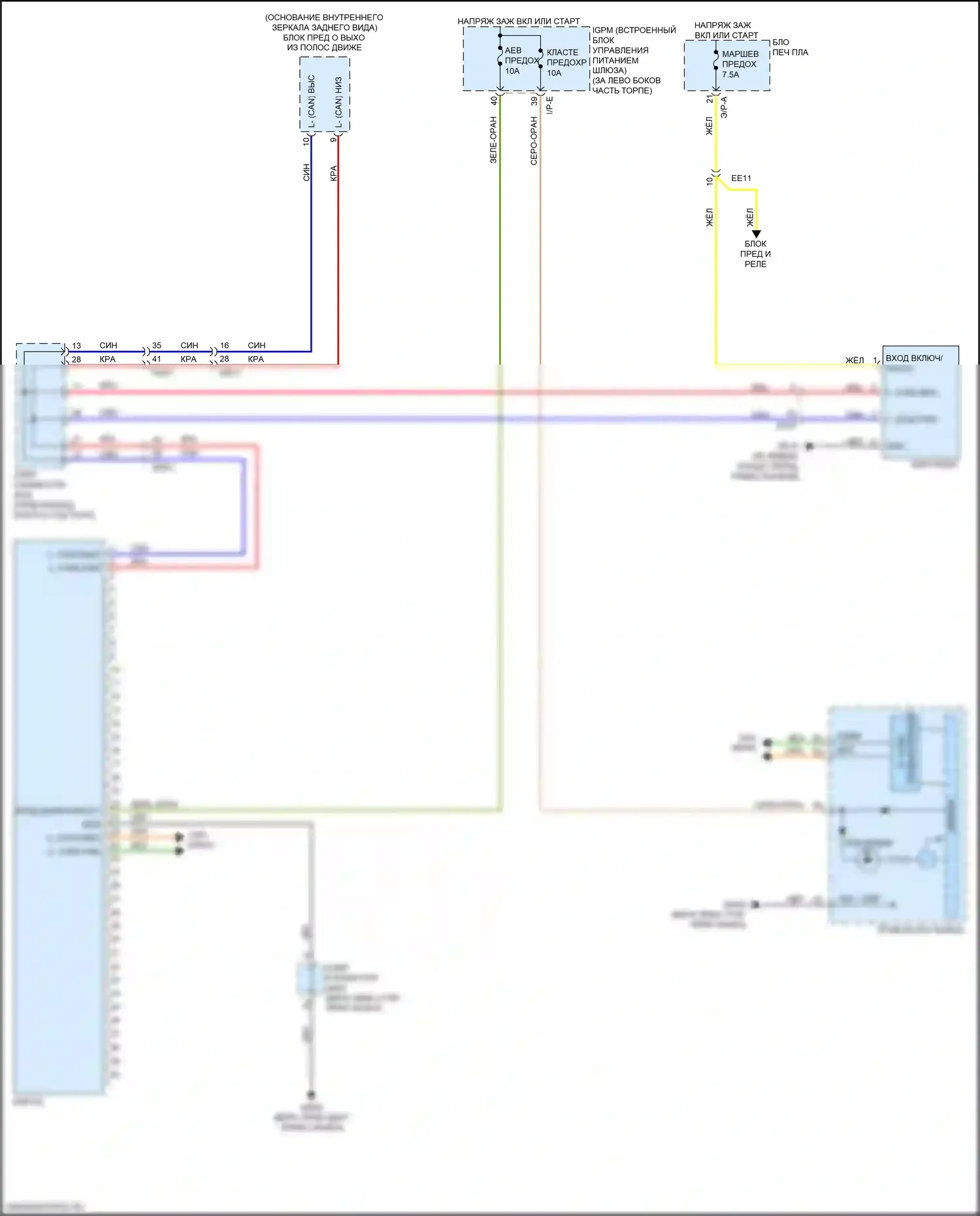 Sorento Prime Kia III рестайлинг (2017-2020): Электросхема автономного аварийного тормоза 