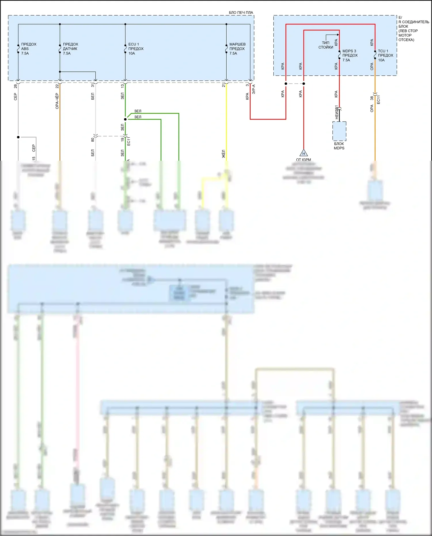 Sorento Prime Kia III рестайлинг (2017-2020): Электросхема блока предохранителей реле (2 из 10) 