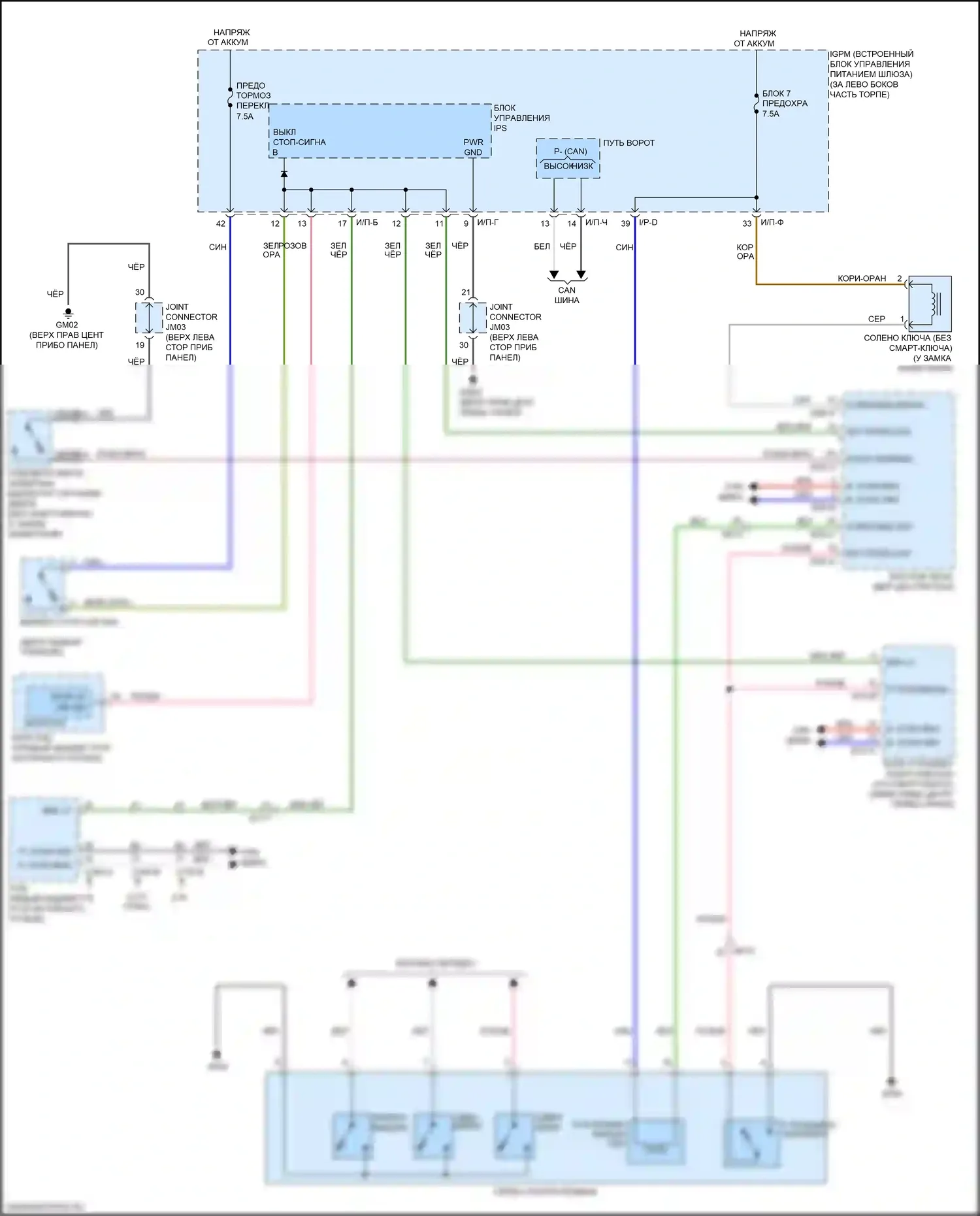 Sorento Prime Kia III рестайлинг (2017-2020): Электросхема блокировки селектора 