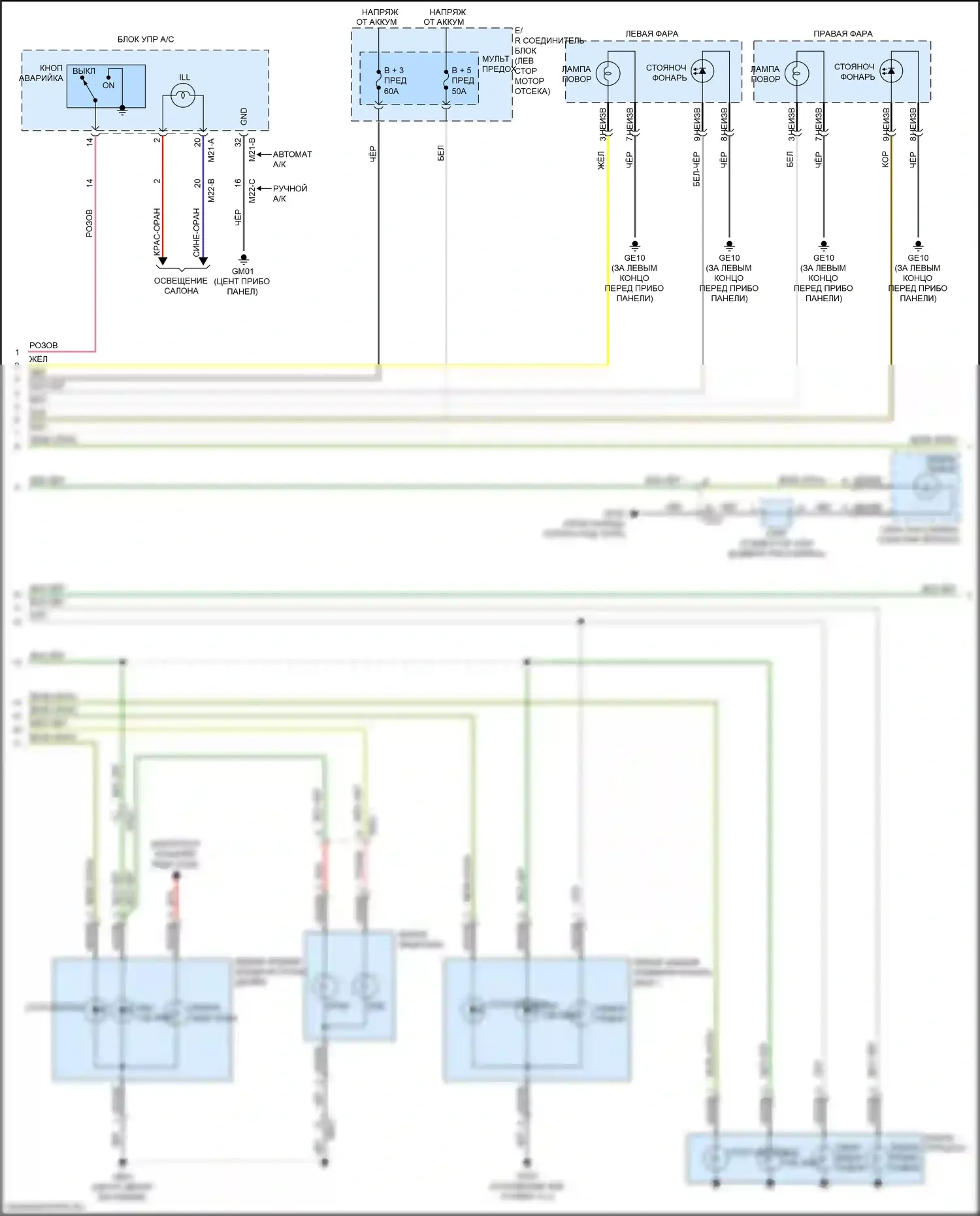 Sorento Prime Kia III рестайлинг (2017-2020): Электросхема фар и фонарей (2 из 3) 