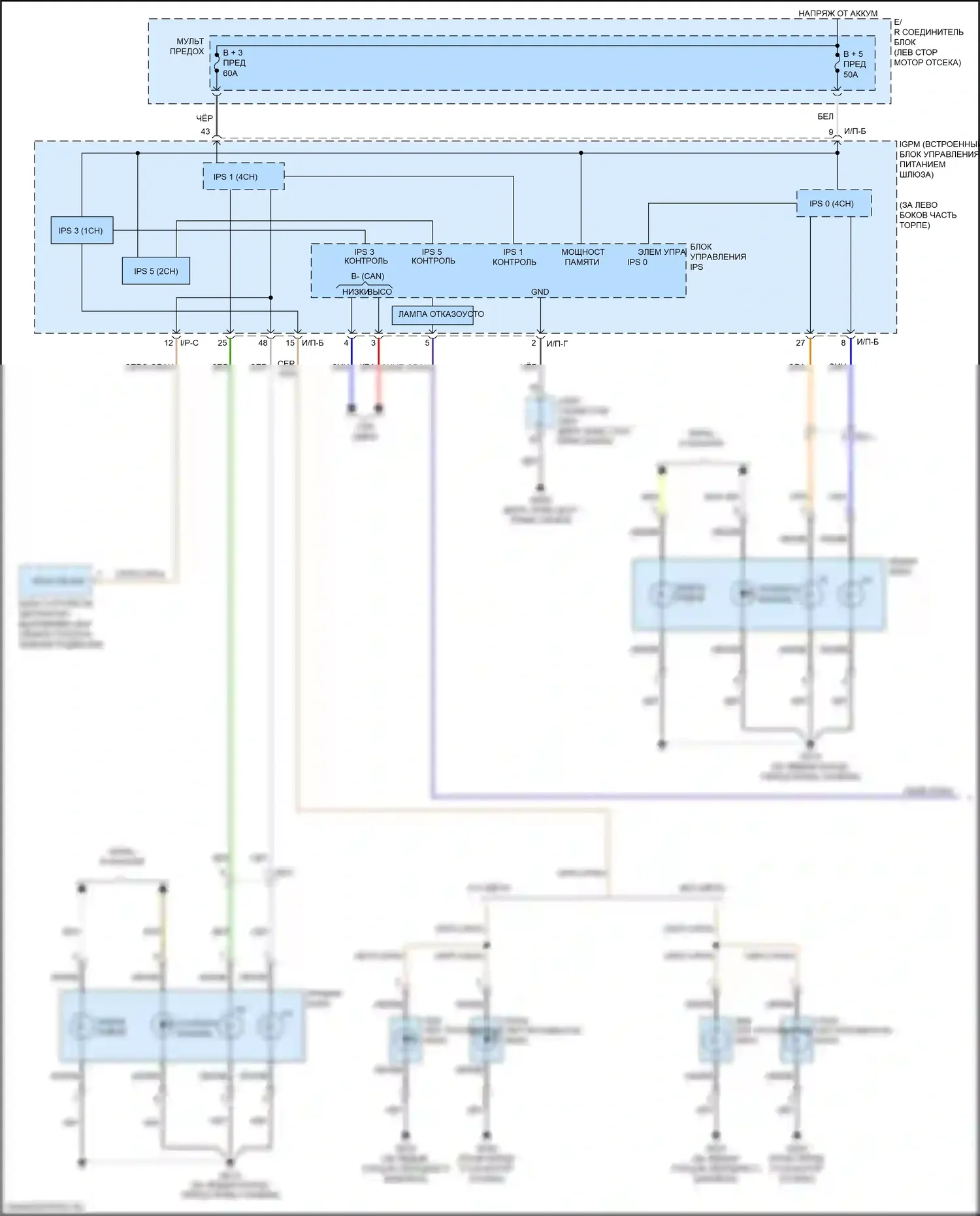 Sorento Prime Kia III рестайлинг (2017-2020): Электросхема фар (1 из 2) 
