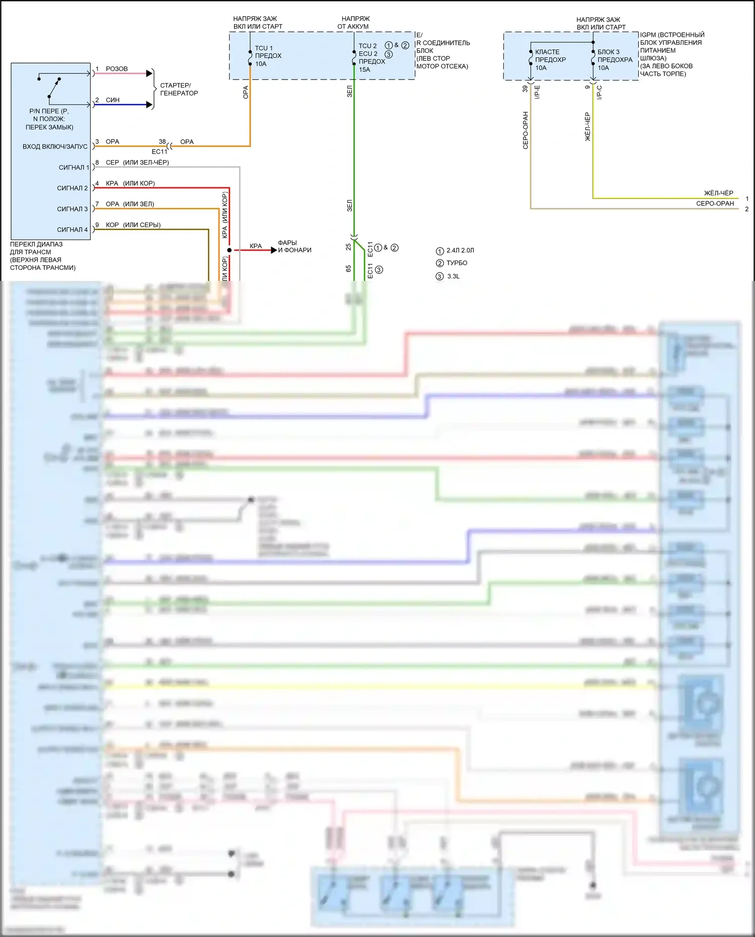 Sorento Prime Kia III рестайлинг (2017-2020): Электросхема автоматической коробки передач (1 из 2) 