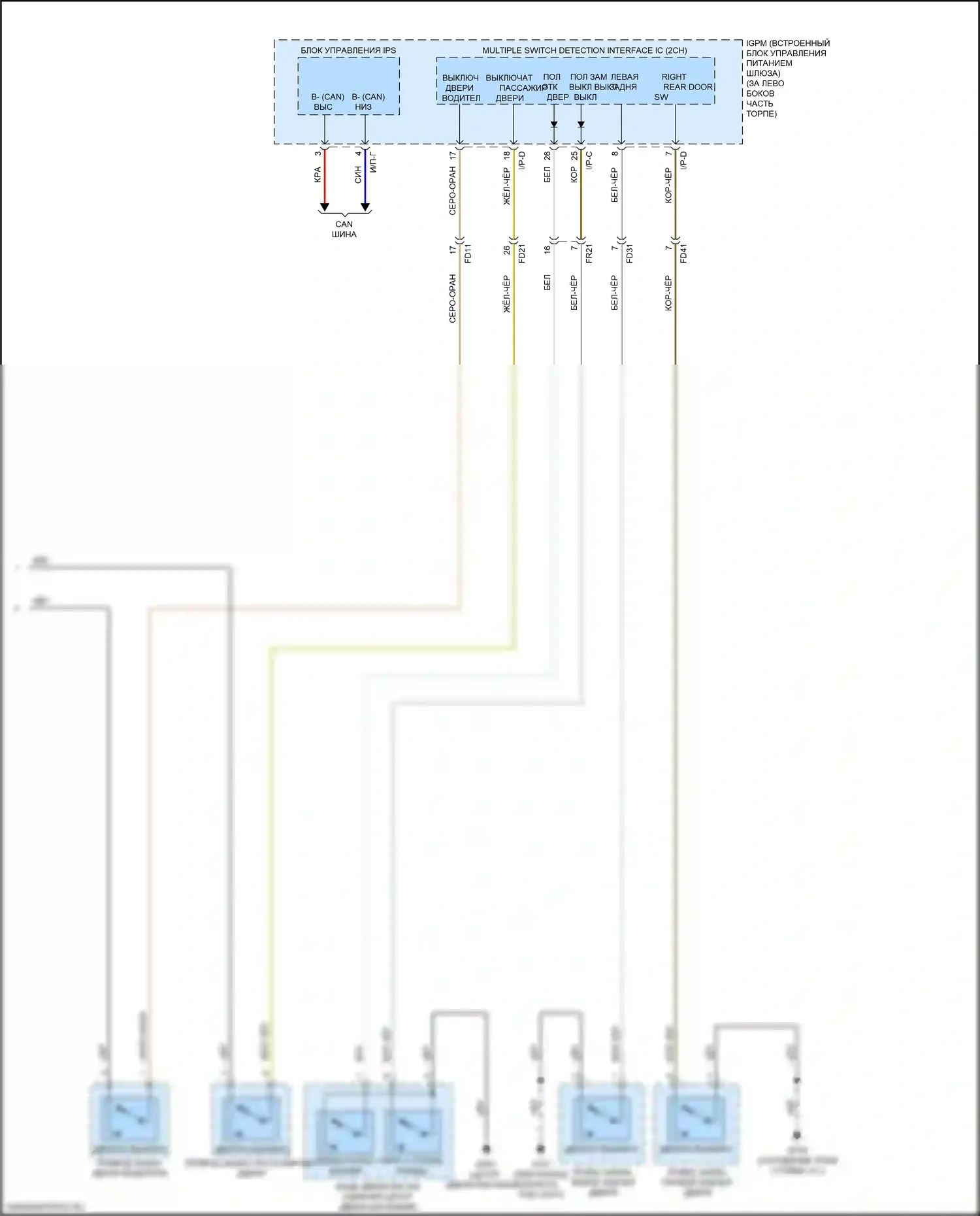 Sorento Prime Kia III рестайлинг (2017-2020): Электросхема освещения салона (3 из 3) 