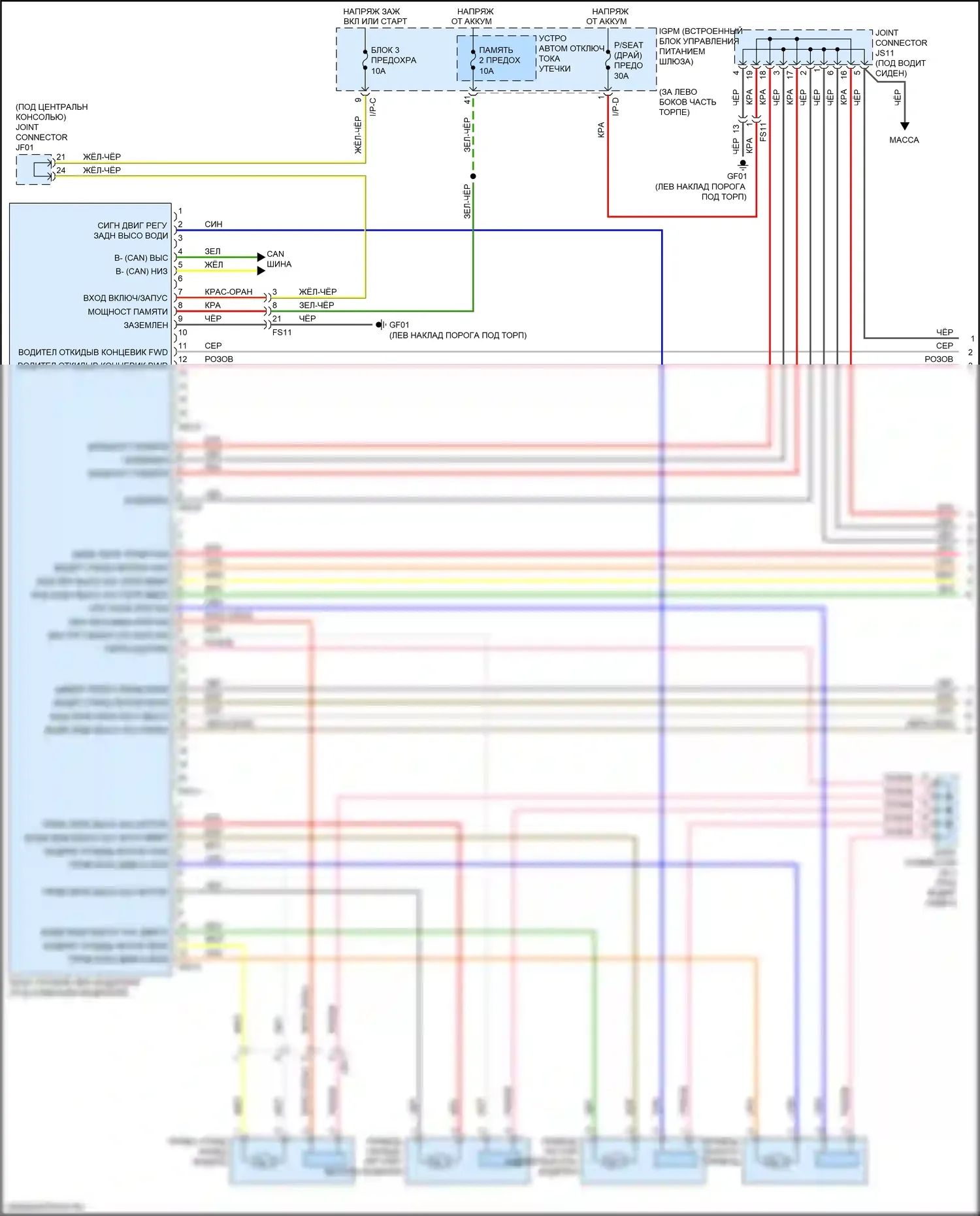 Sorento Prime Kia III рестайлинг (2017-2020): Электросхема сиденья памяти (1 из 2) 