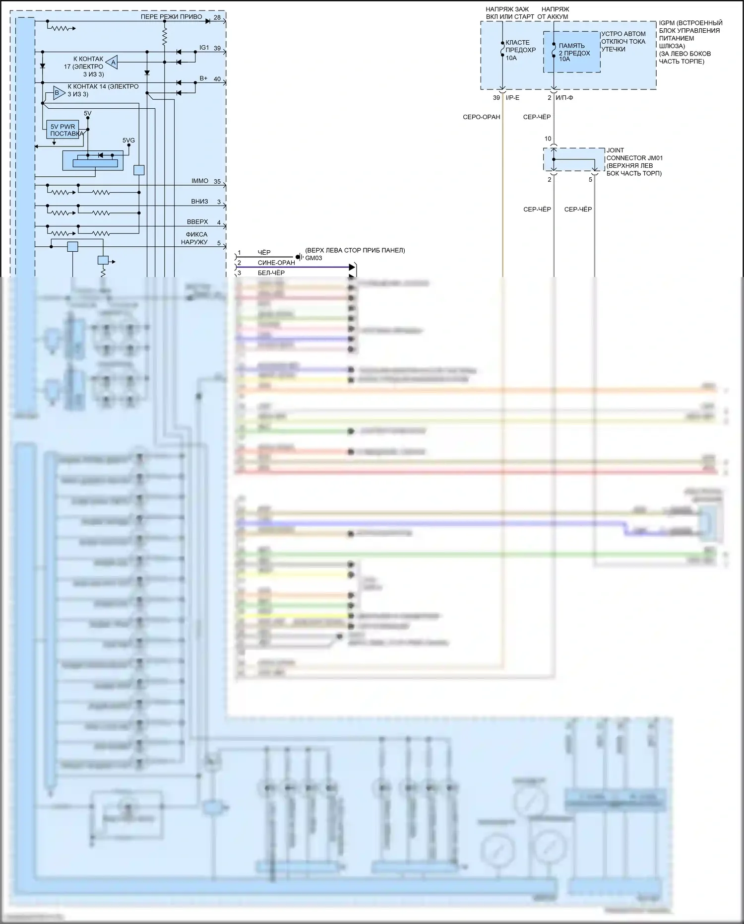 Sorento Prime Kia III рестайлинг (2017-2020): Электросхема приборной панели, с контролем (1 из 3) 