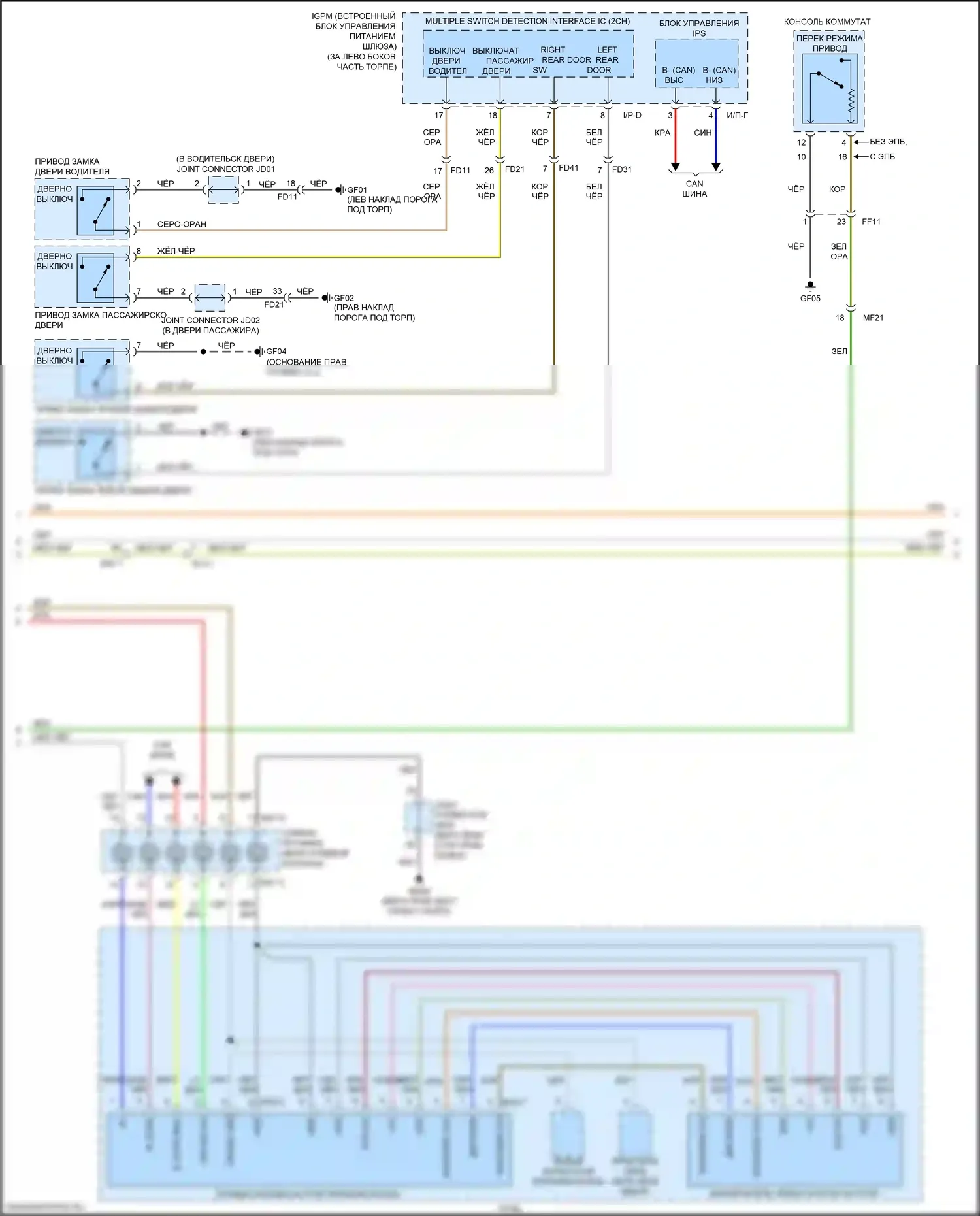 Sorento Prime Kia III рестайлинг (2017-2020): Электросхема приборной панели, с обычной панелью (2 из 3) 