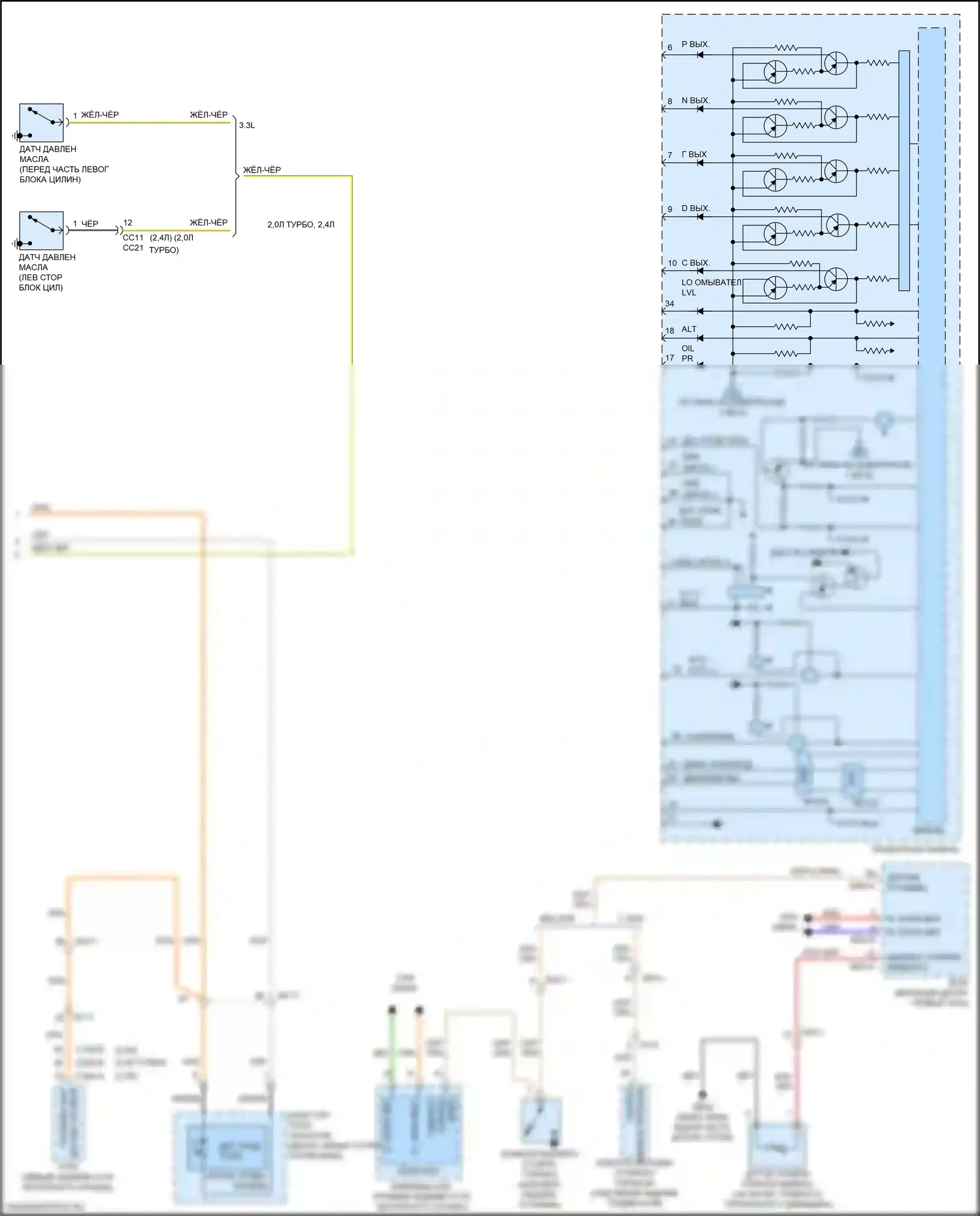 Sorento Prime Kia III рестайлинг (2017-2020): Электросхема приборной панели, с обычной панелью (3 из 3) 