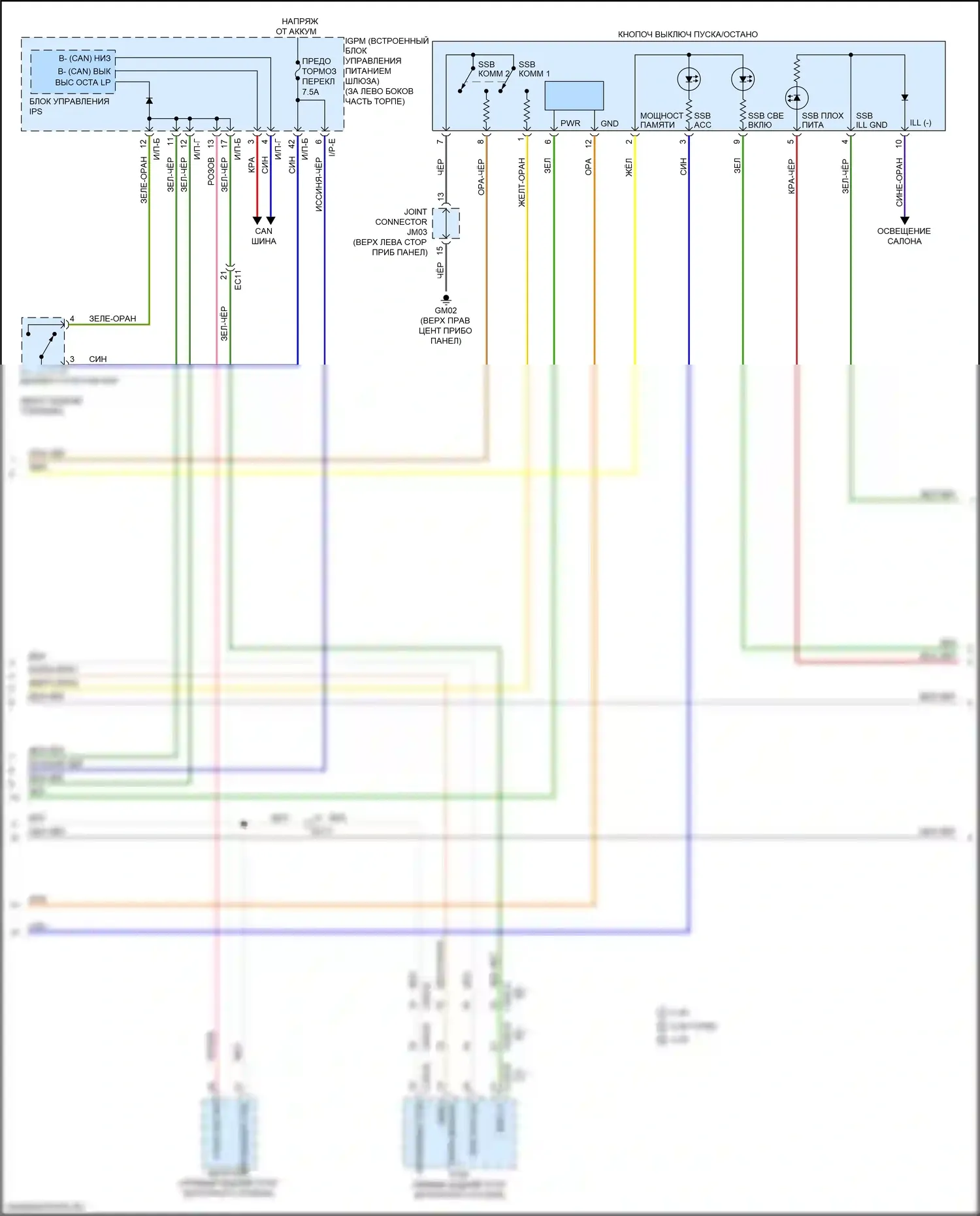 Sorento Prime Kia III рестайлинг (2017-2020): Электросхема иммобилайзера, с интеллектуальной системой ключей (2 из 3) 
