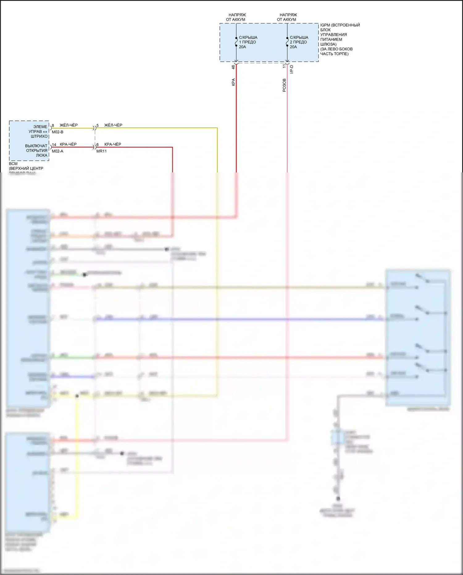 Sorento Prime Kia III рестайлинг (2017-2020): Электросхема складной крыши/люка 