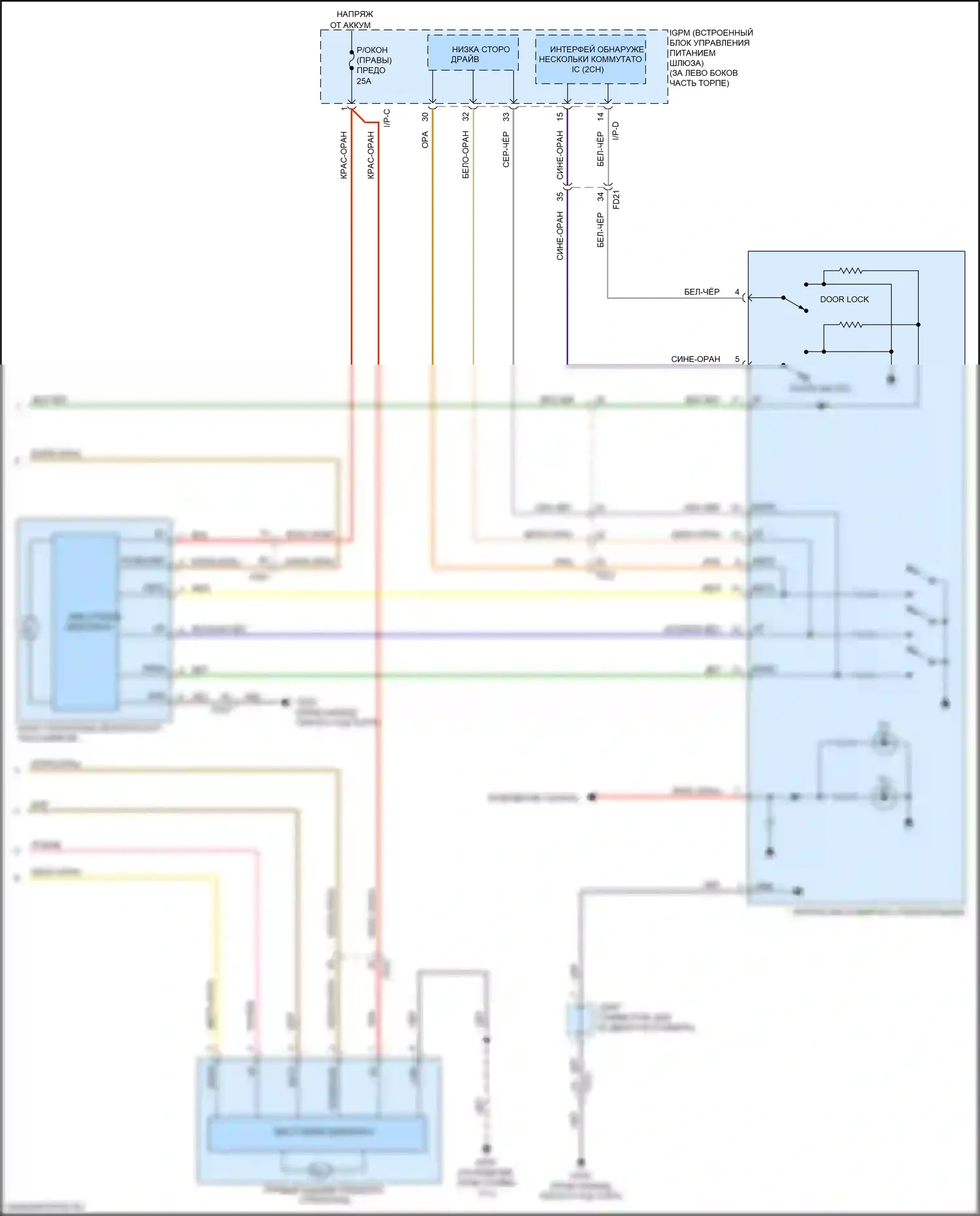 Sorento Prime Kia III рестайлинг (2017-2020): Электросхема стеклоподъемников, передние и задние стекла безопасности без имов (3 из 3) 