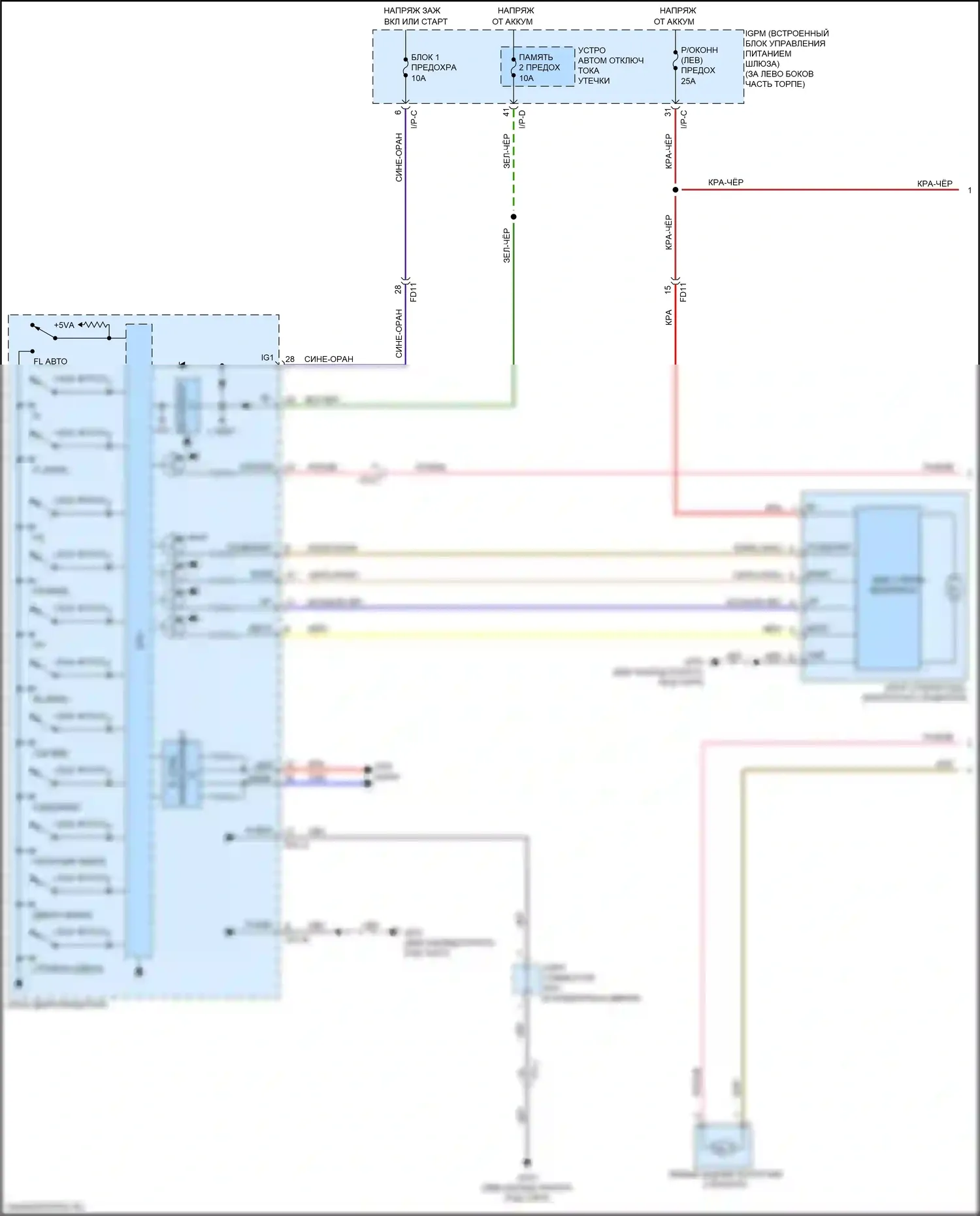Sorento Prime Kia III рестайлинг (2017-2020): Электросхема стеклоподъемников, стекло безопасности водителя без имов (1 из 3) 